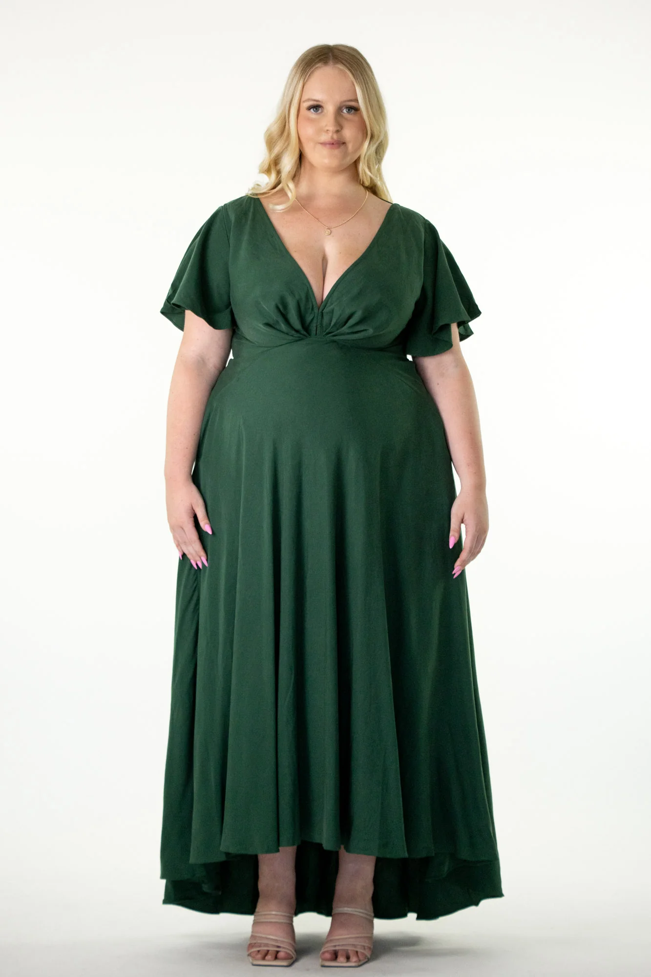 Adele Forest Green Dress - Image 11