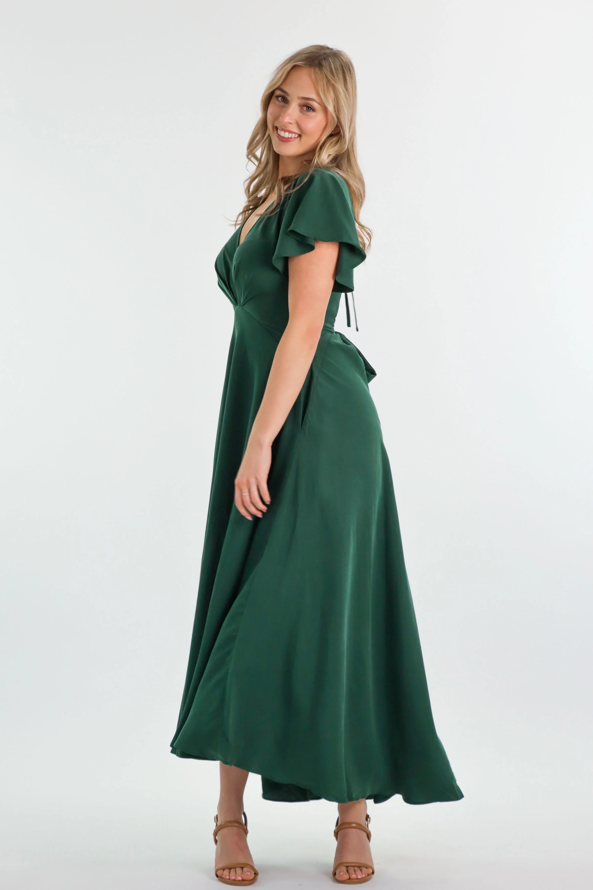 Adele Forest Green Dress - Image 4