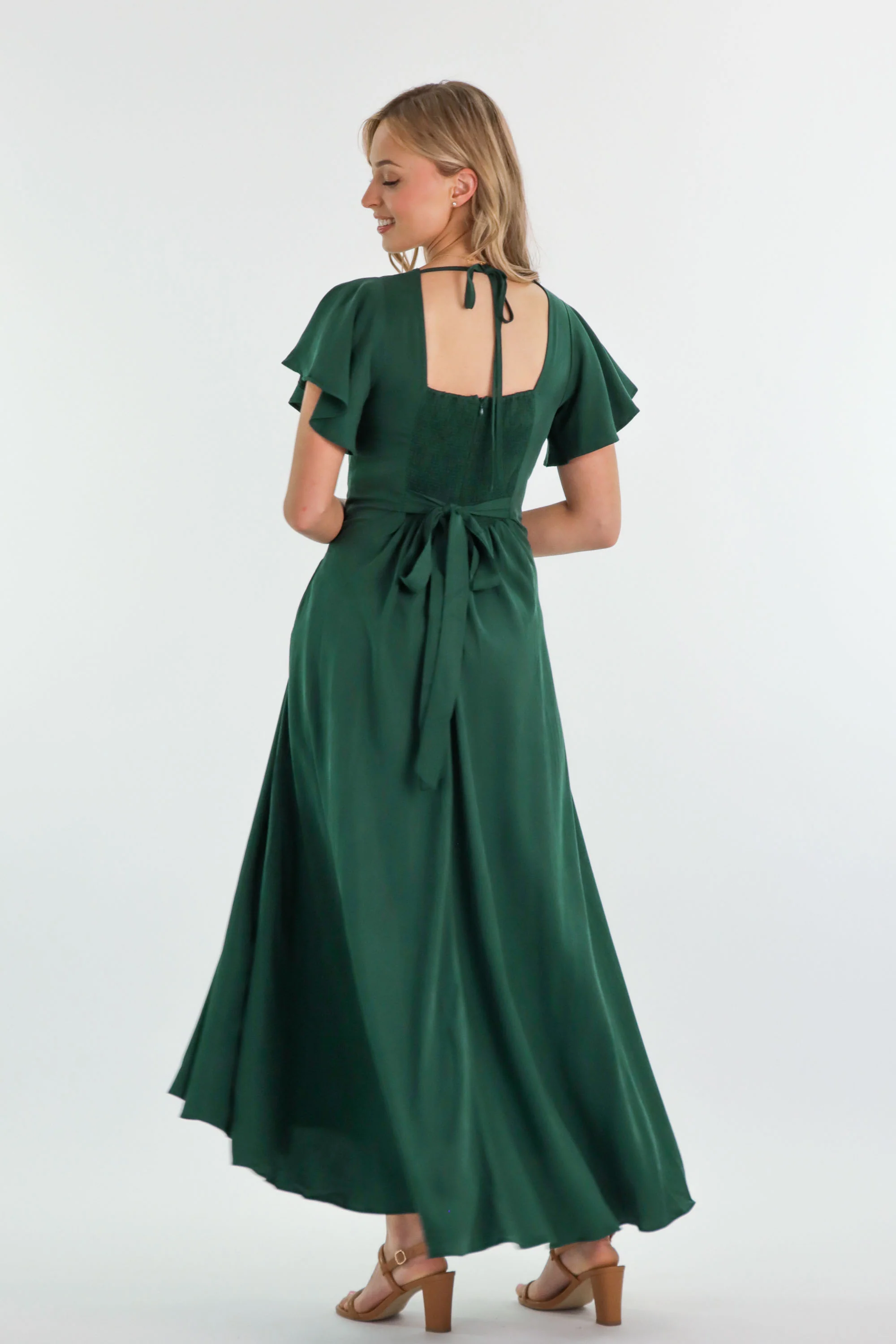 Adele Forest Green Dress - Image 5