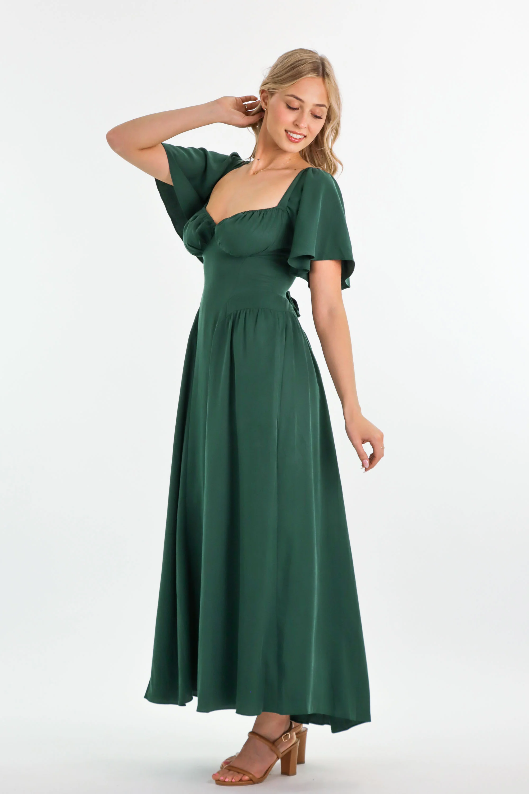 Bridgette Forest Green Dress - Tencel - Image 11