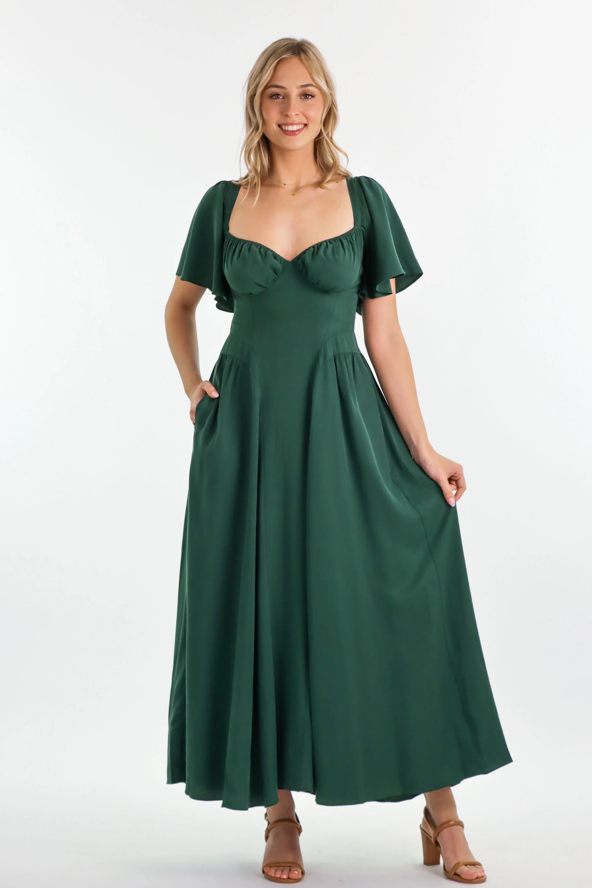 Bridgette Forest Green Dress - Tencel - Image 12