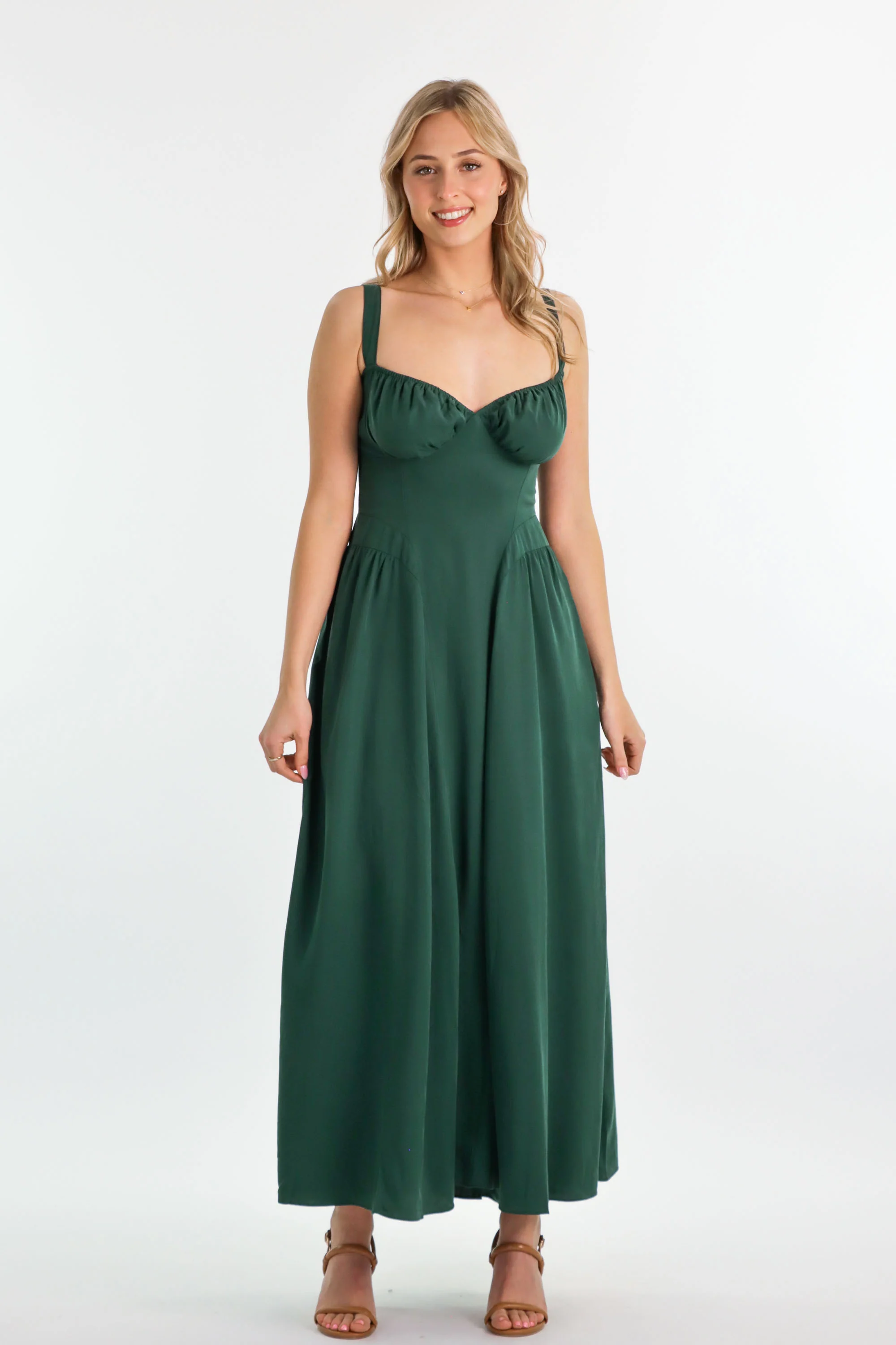 Bridgette Forest Green Dress - Tencel - Image 13
