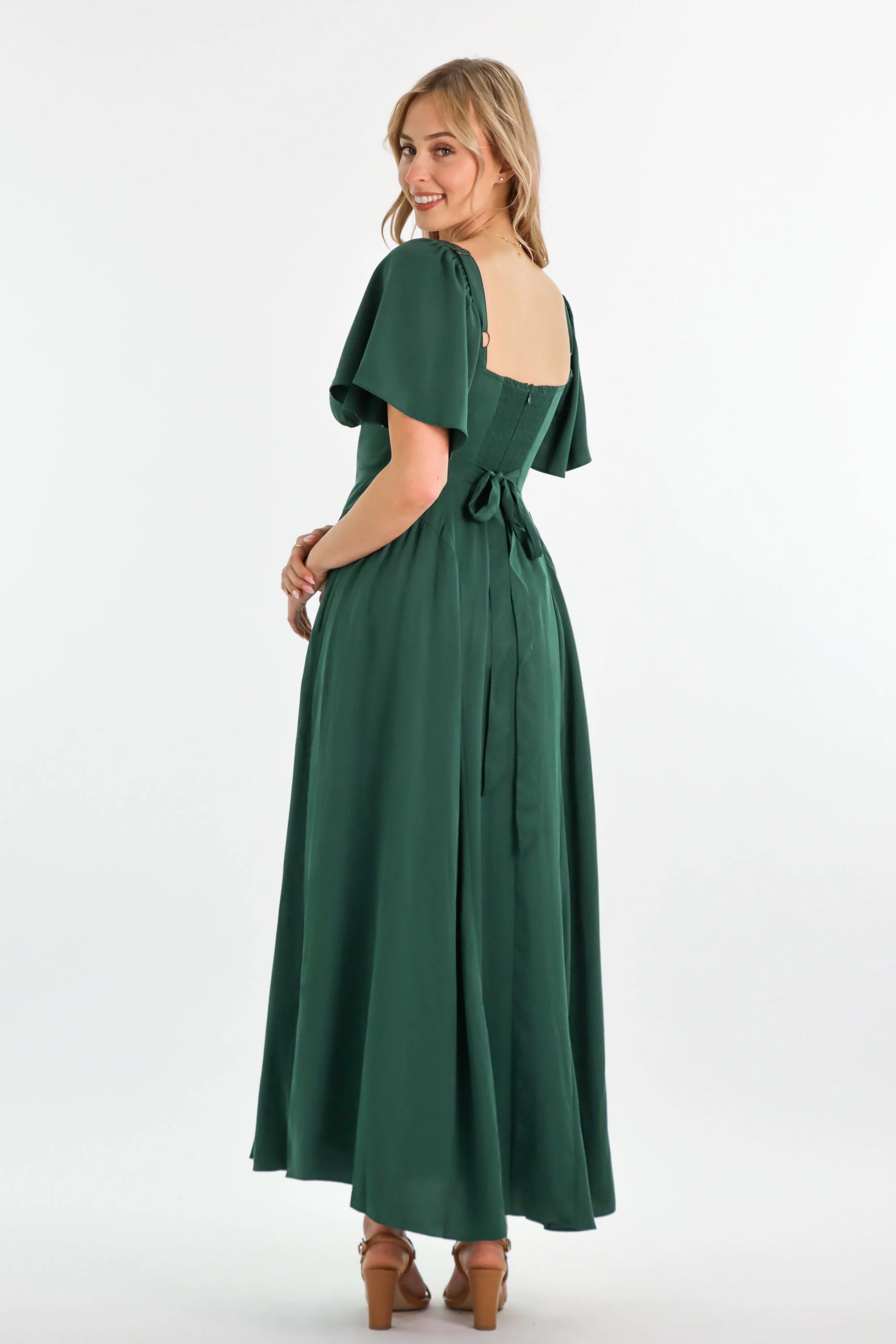 Bridgette Forest Green Dress - Tencel - Image 14
