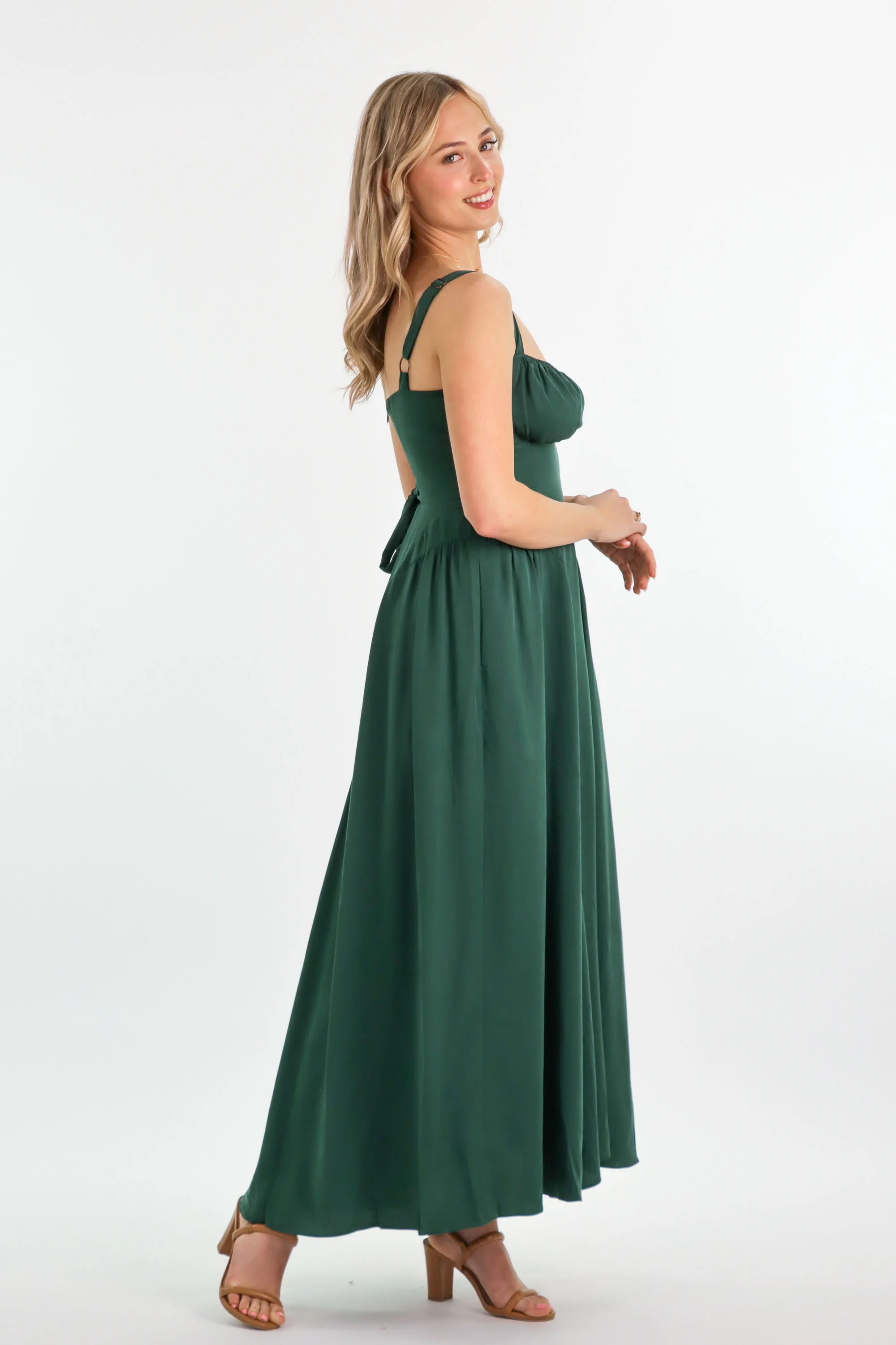 Bridgette Forest Green Dress - Tencel - Image 15