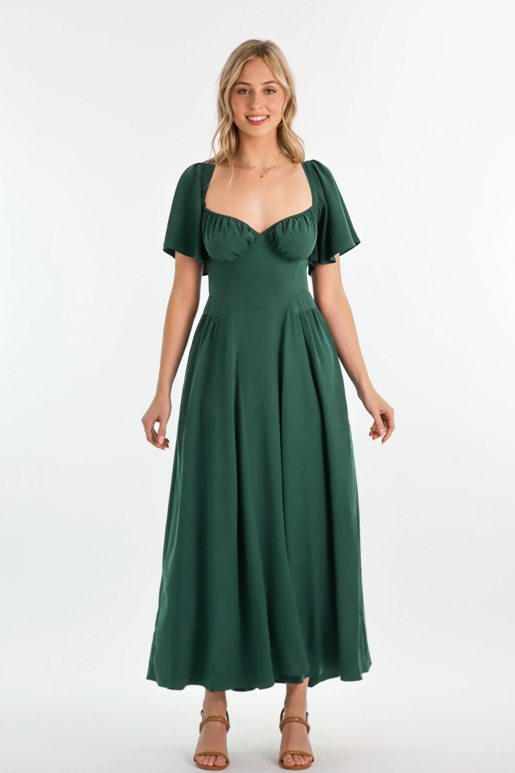 Bridgette Forest Green Dress - Tencel - Image 19