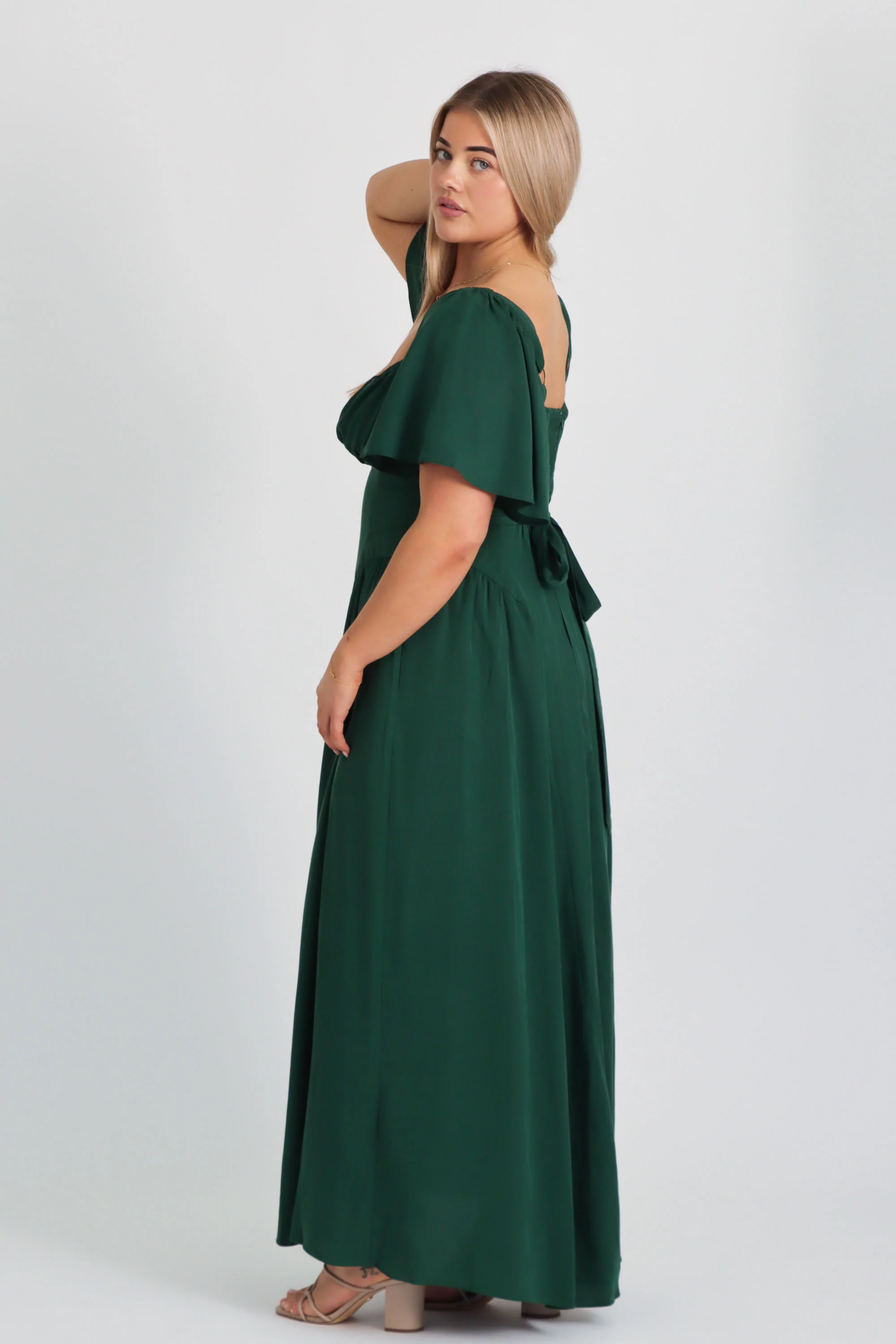 Bridgette Forest Green Dress - Tencel - Image 4
