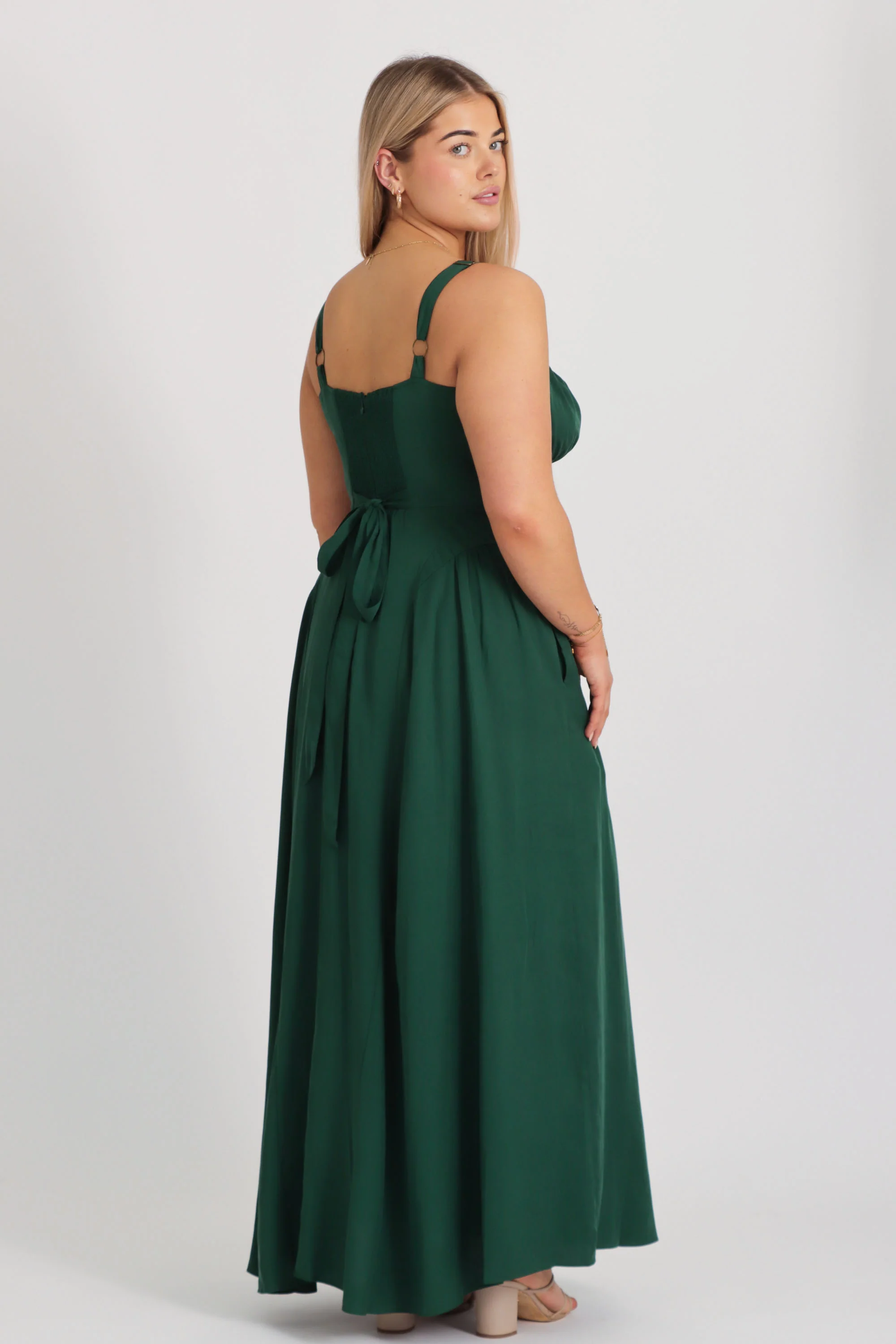 Bridgette Forest Green Dress - Tencel - Image 5