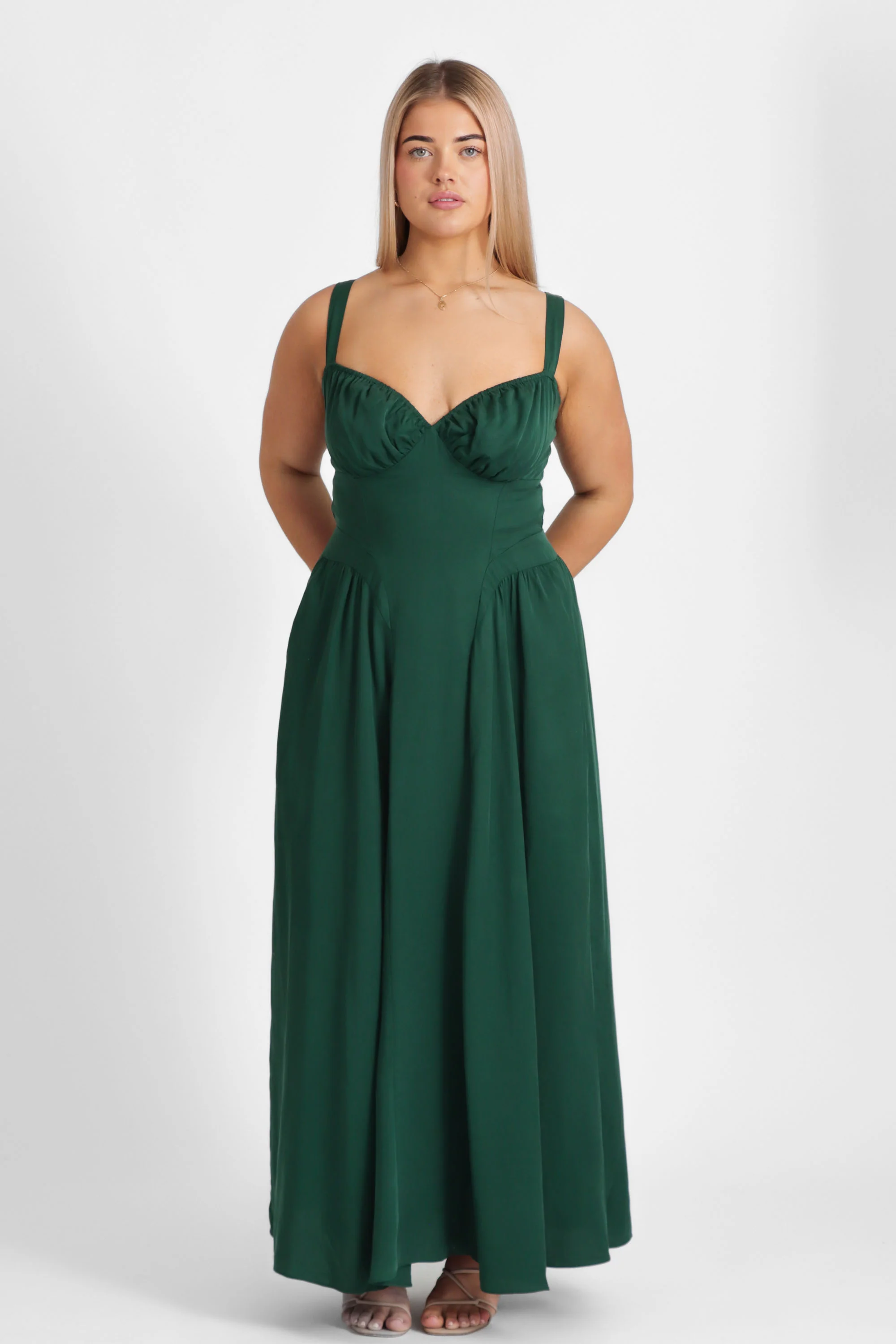 Bridgette Forest Green Dress - Tencel - Image 7