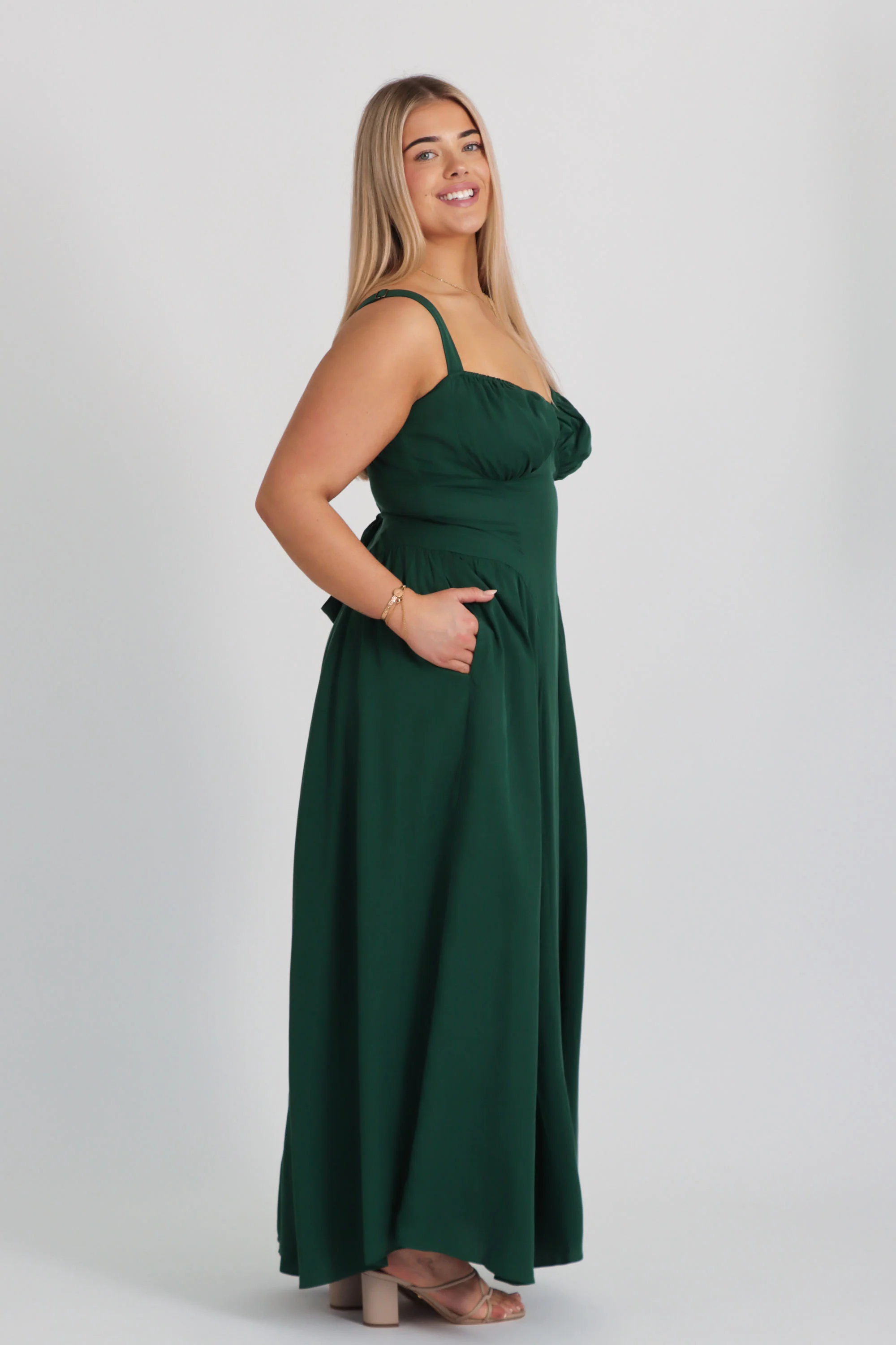 Bridgette Forest Green Dress - Tencel - Image 8