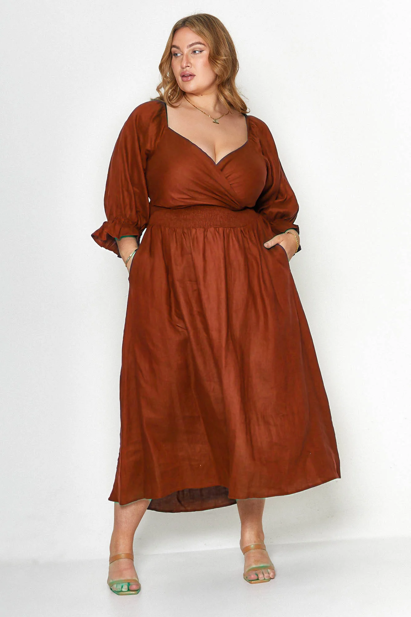 Charlotte Rust Wrap Dress - Image 11