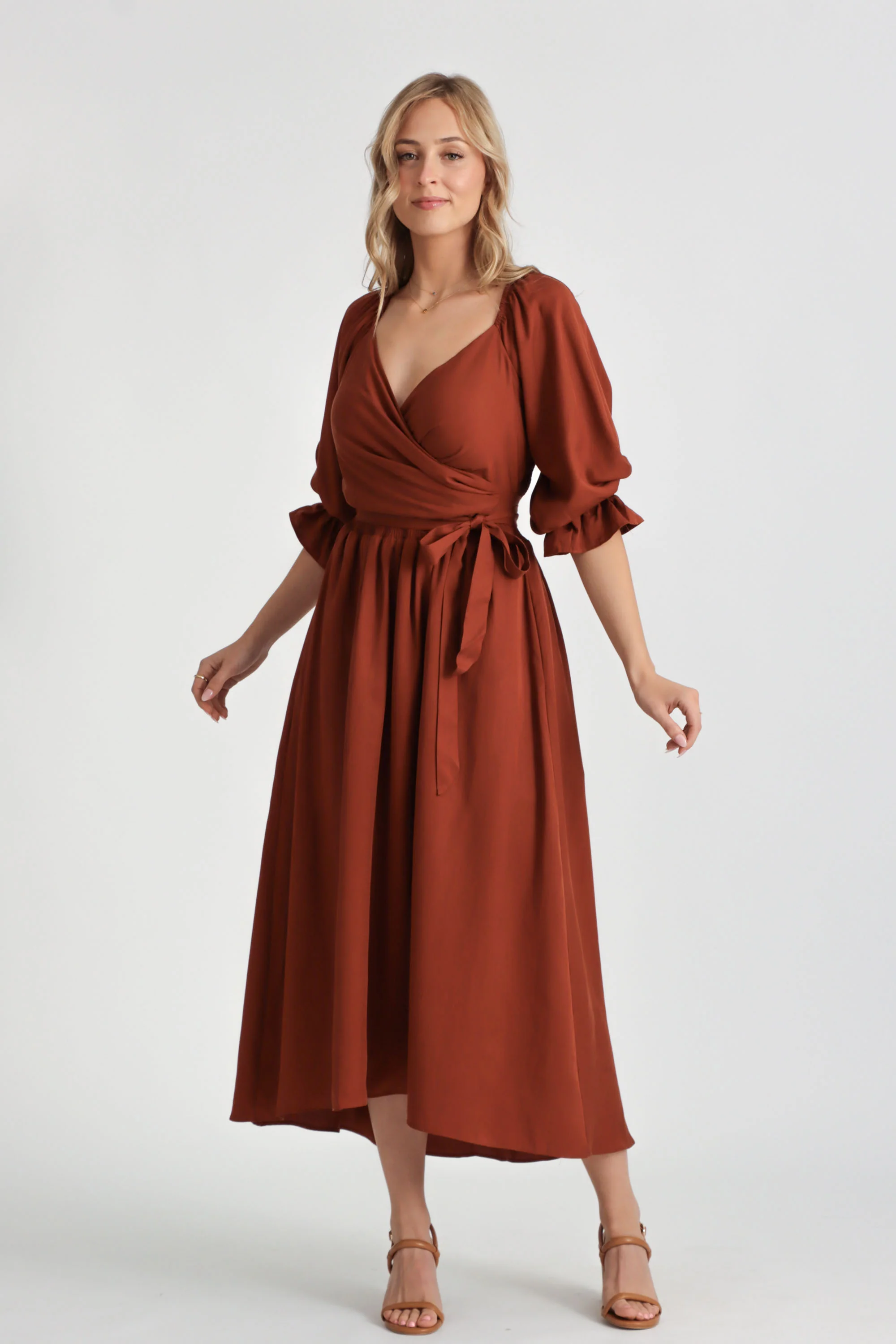 Charlotte Rust Wrap Dress - Image 3