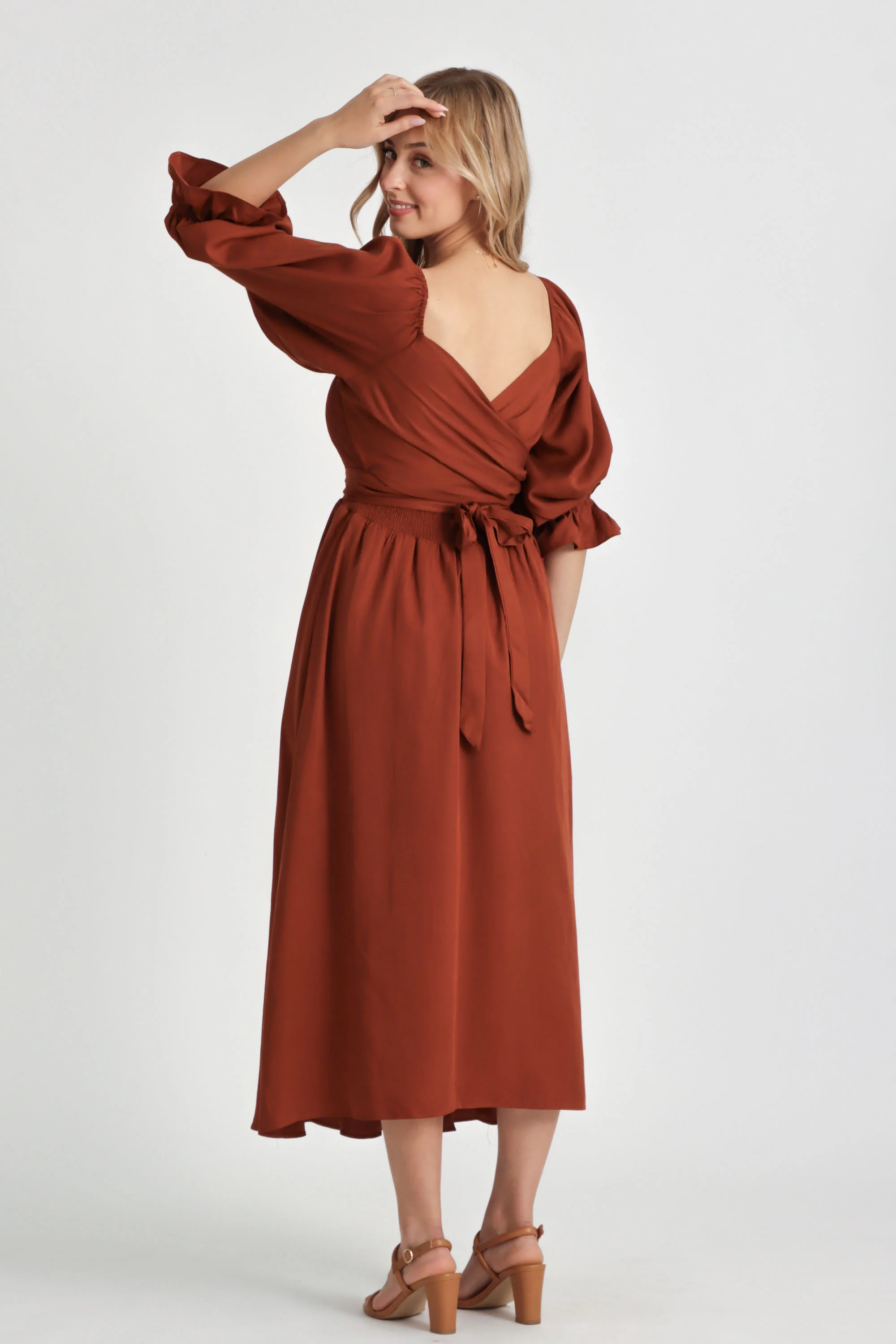 Charlotte Rust Wrap Dress - Image 5