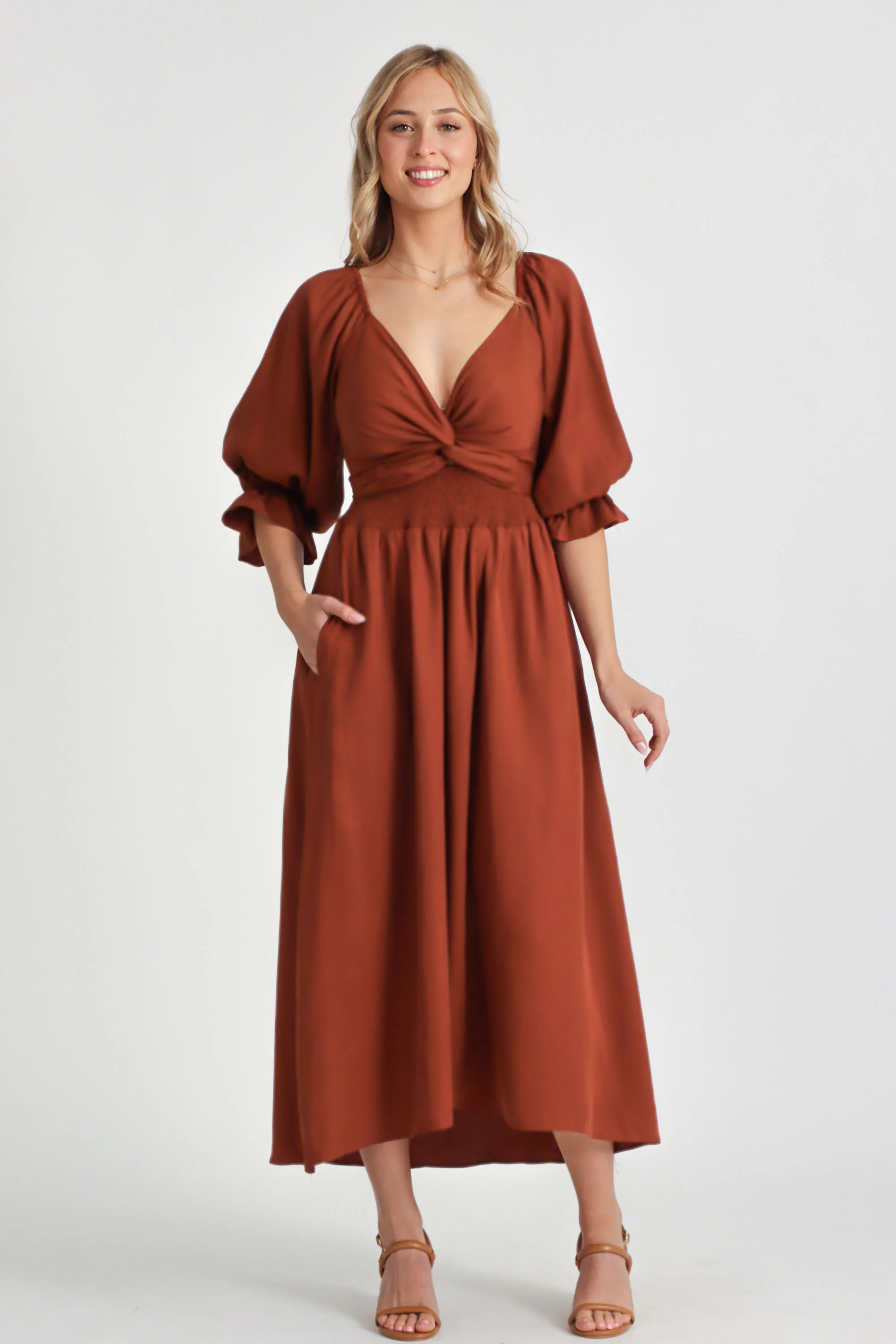 Charlotte Rust Wrap Dress - Image 6