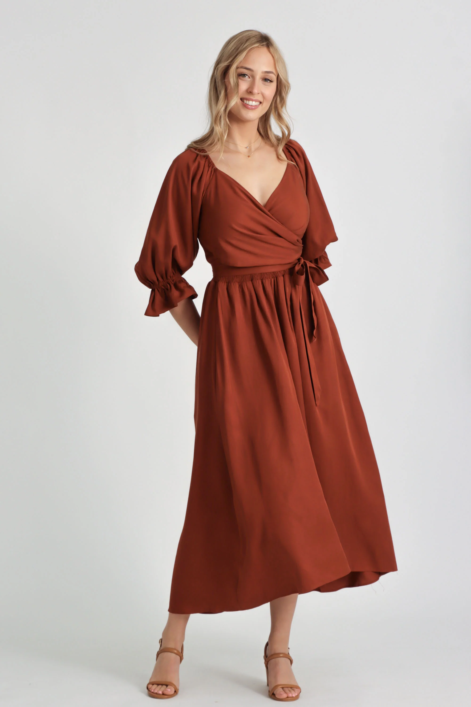 Charlotte Rust Wrap Dress - Image 7