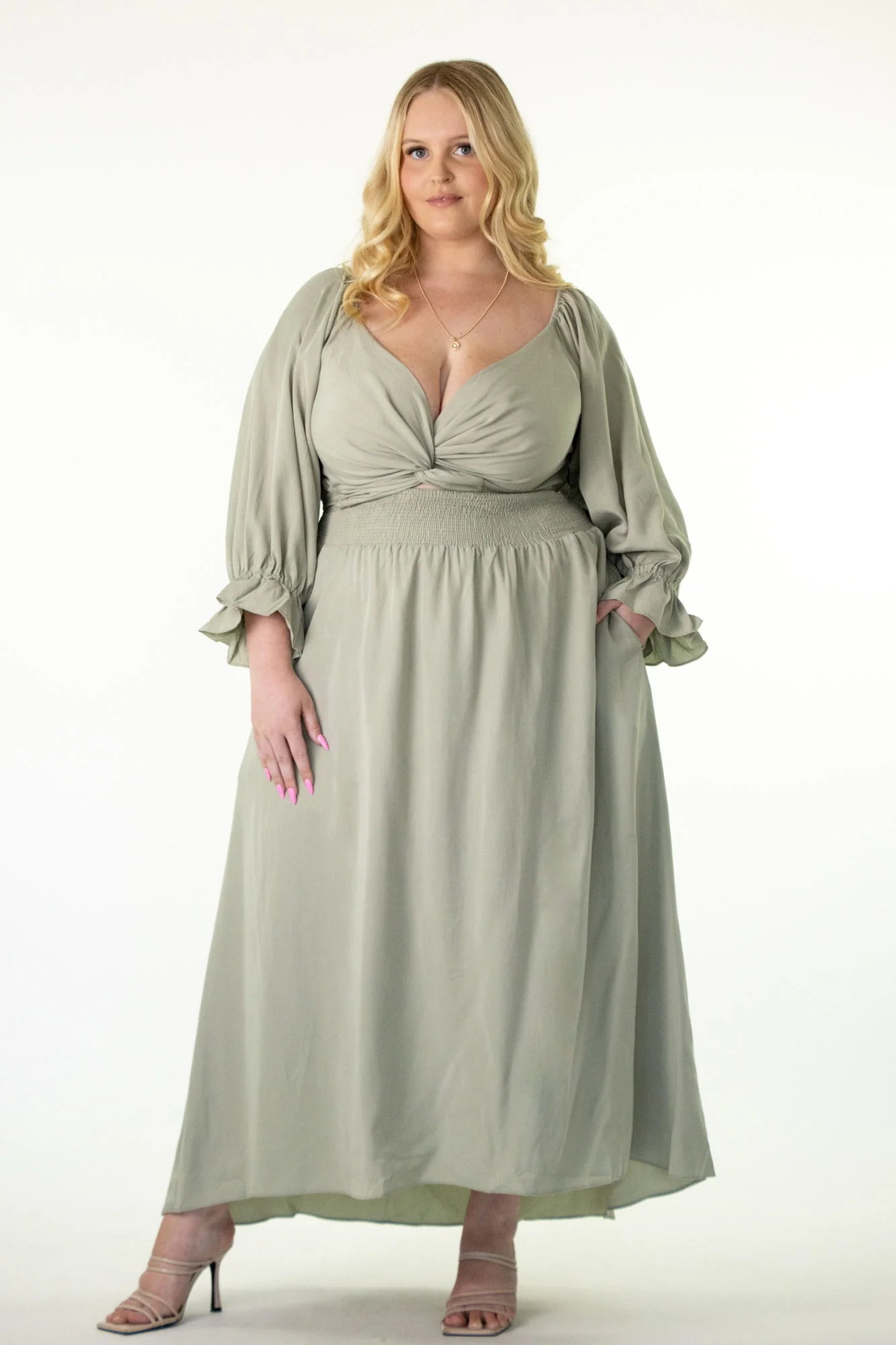 Charlotte Sage Green Wrap Dress - Image 10
