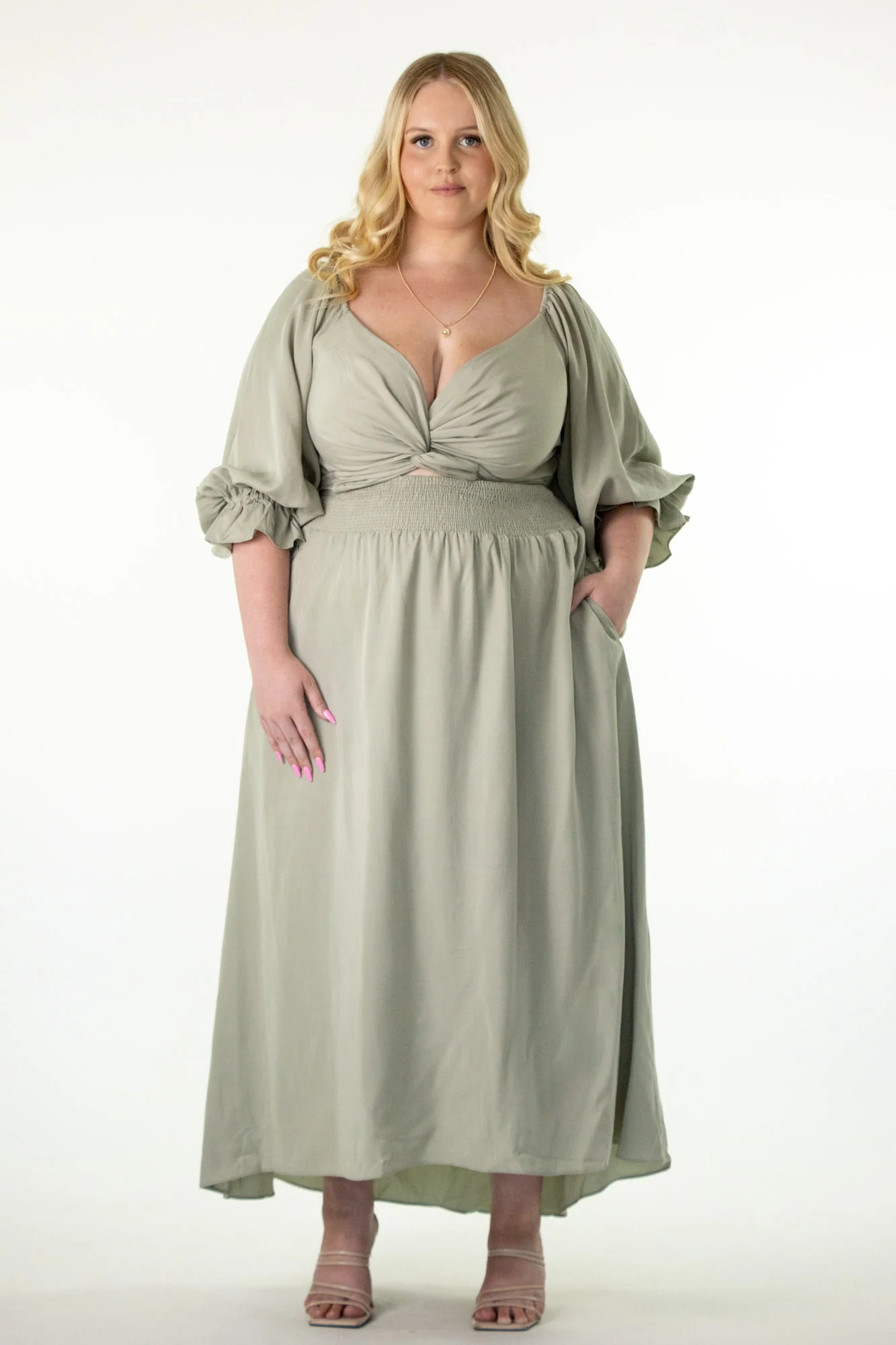 Charlotte Sage Green Wrap Dress - Image 11