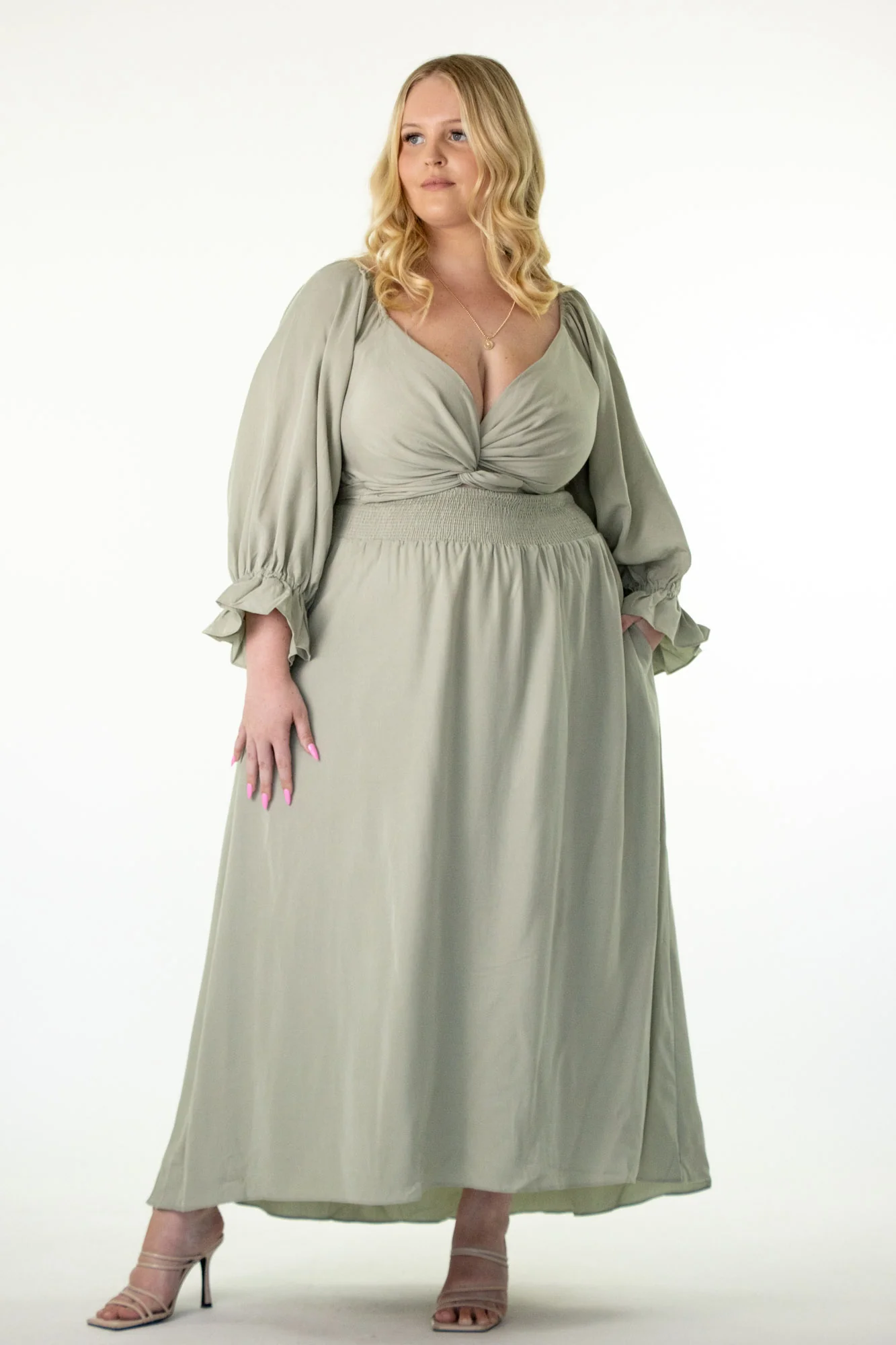 Charlotte Sage Green Wrap Dress - Image 14