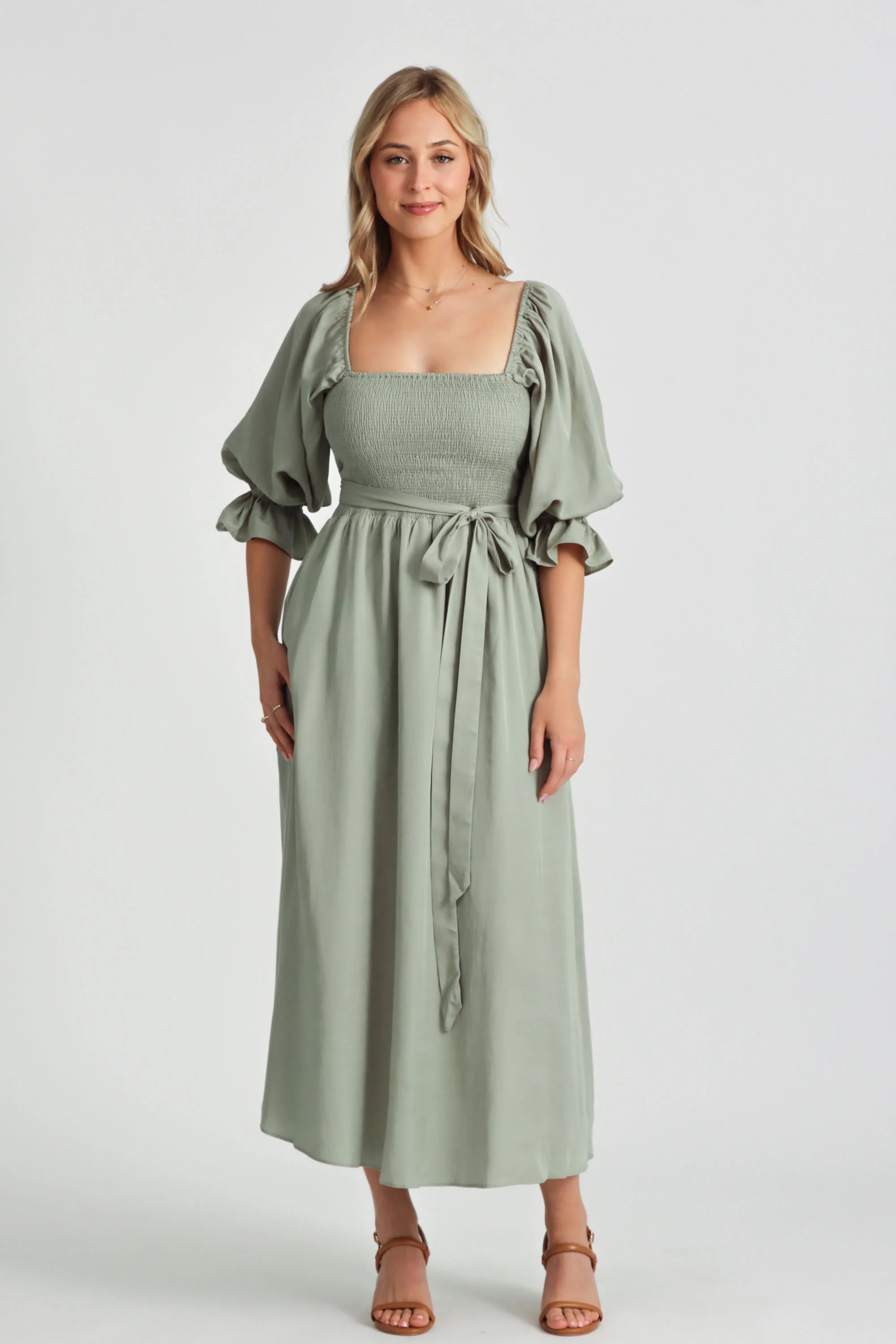 Charlotte Sage Green Wrap Dress - Image 4