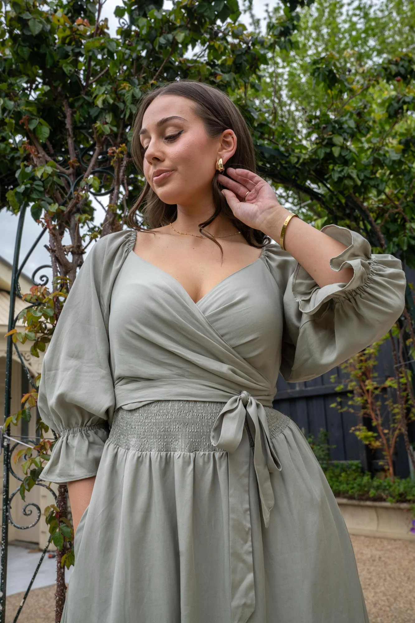 Charlotte Sage Green Wrap Dress - Image 7