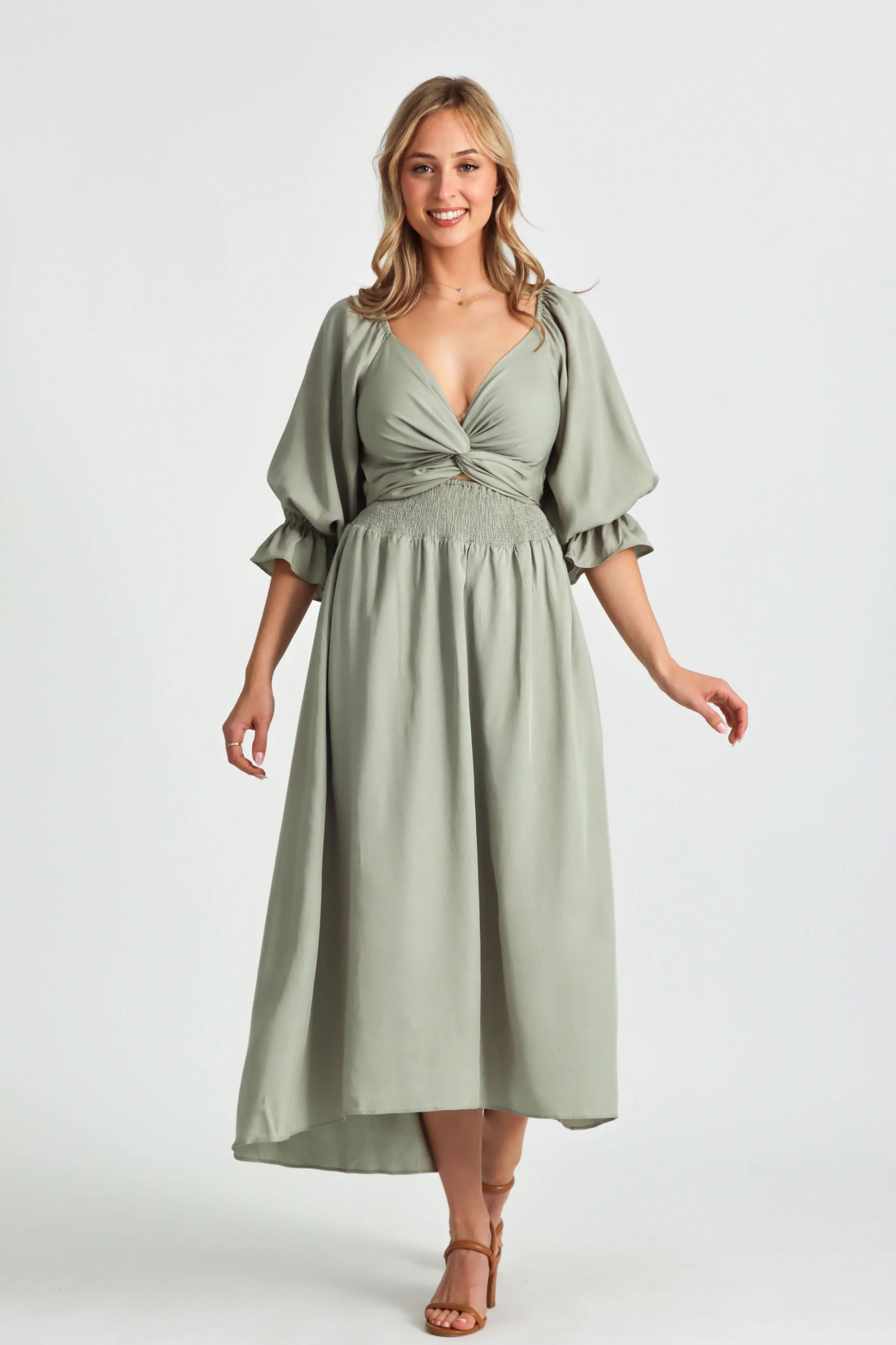Charlotte Sage Green Wrap Dress - Image 8