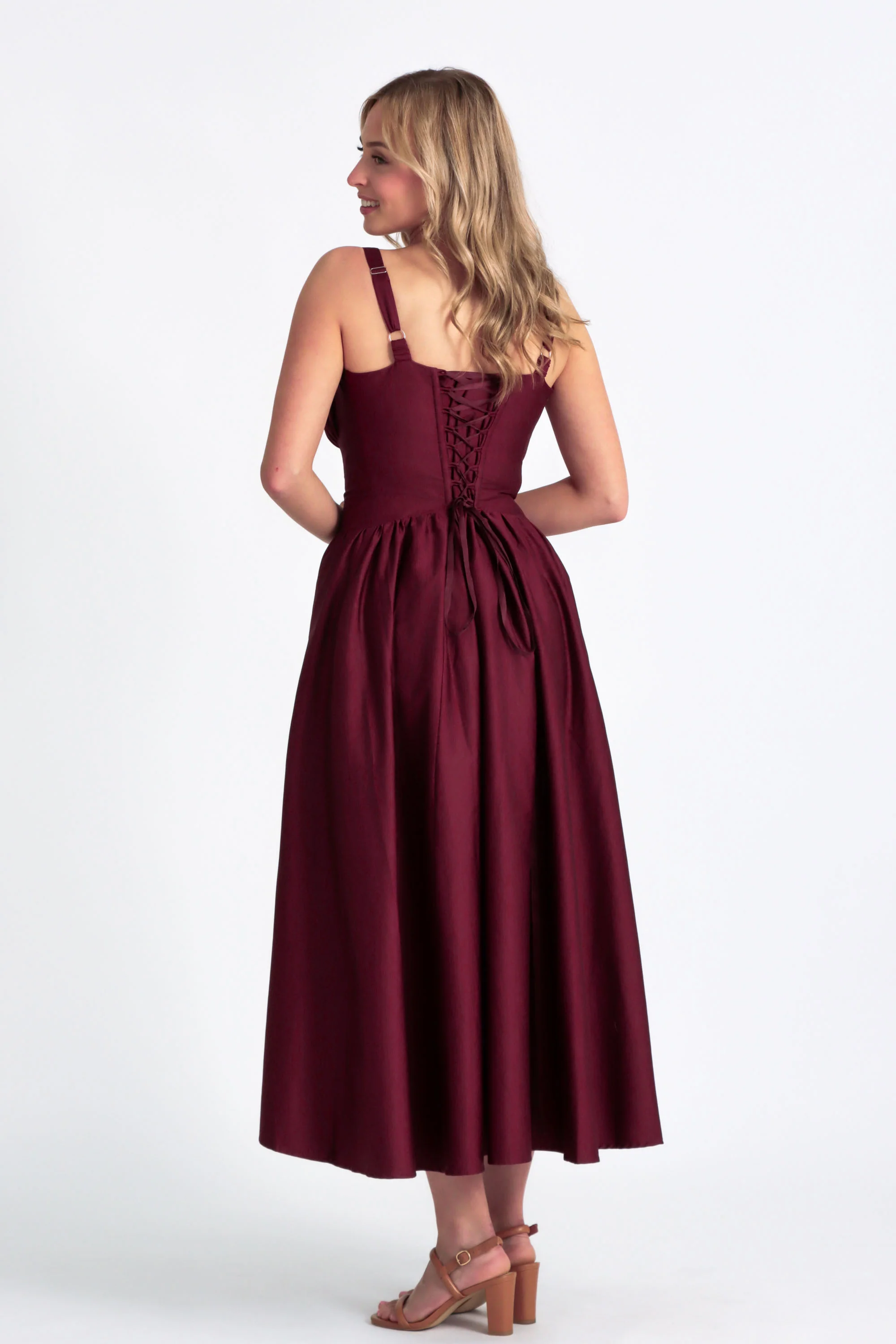 Delilah Plum Corset Dress - Cotton Sateen - Image 12