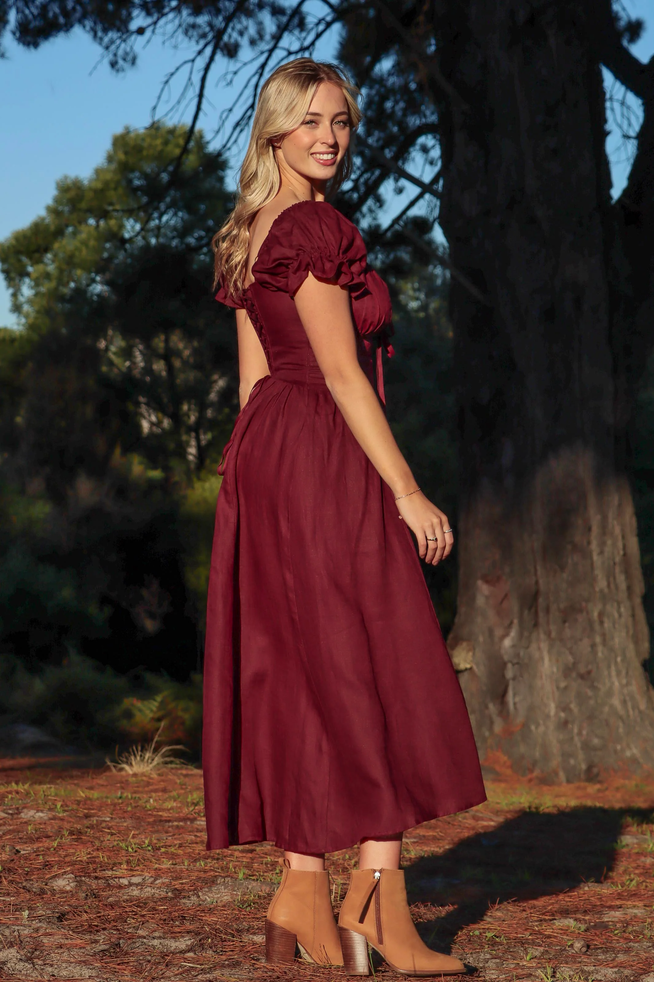 Delilah Plum Corset Dress - Cotton Sateen - Image 14