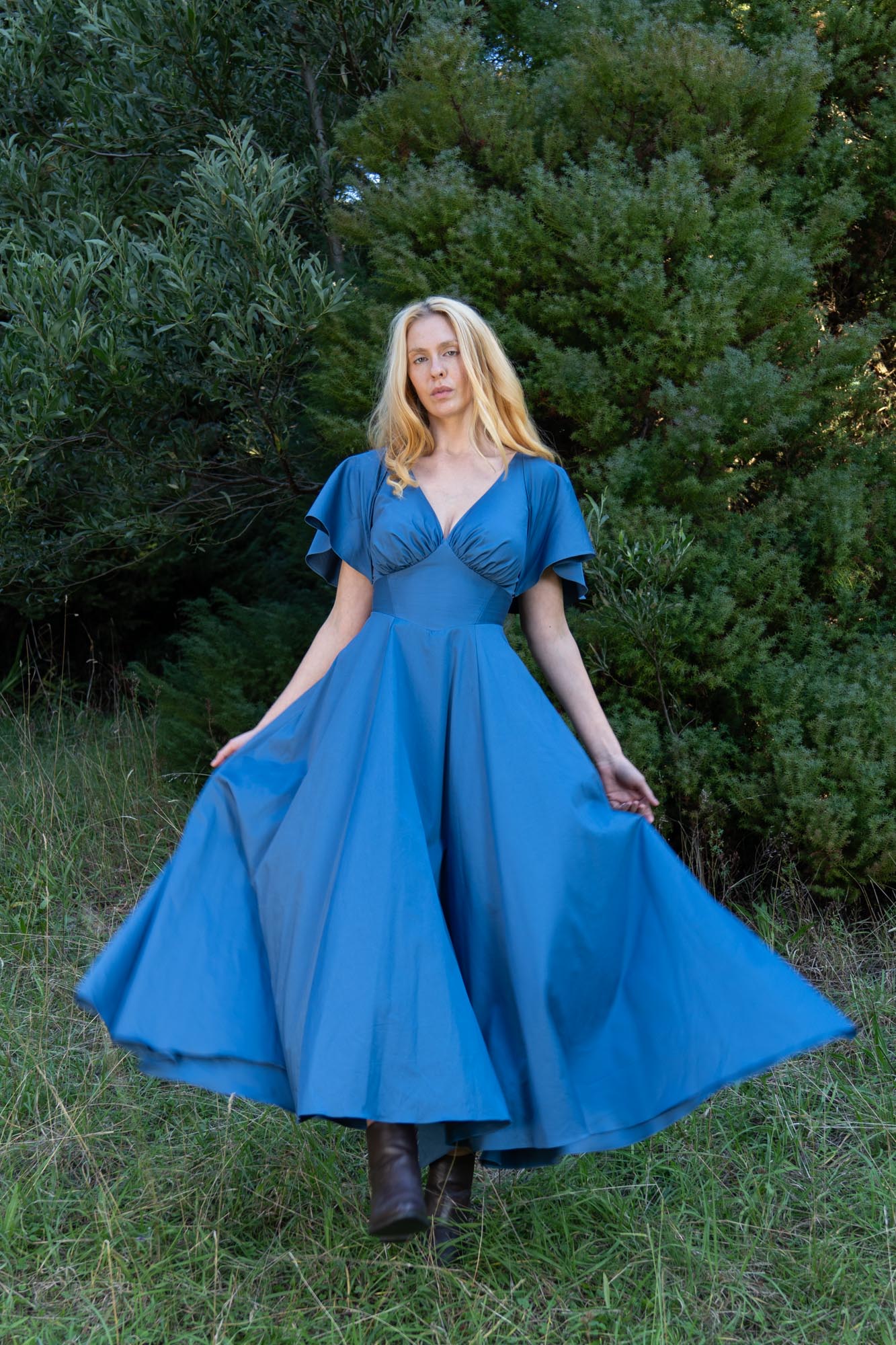 Estelle Steel Blue Dress - Image 12