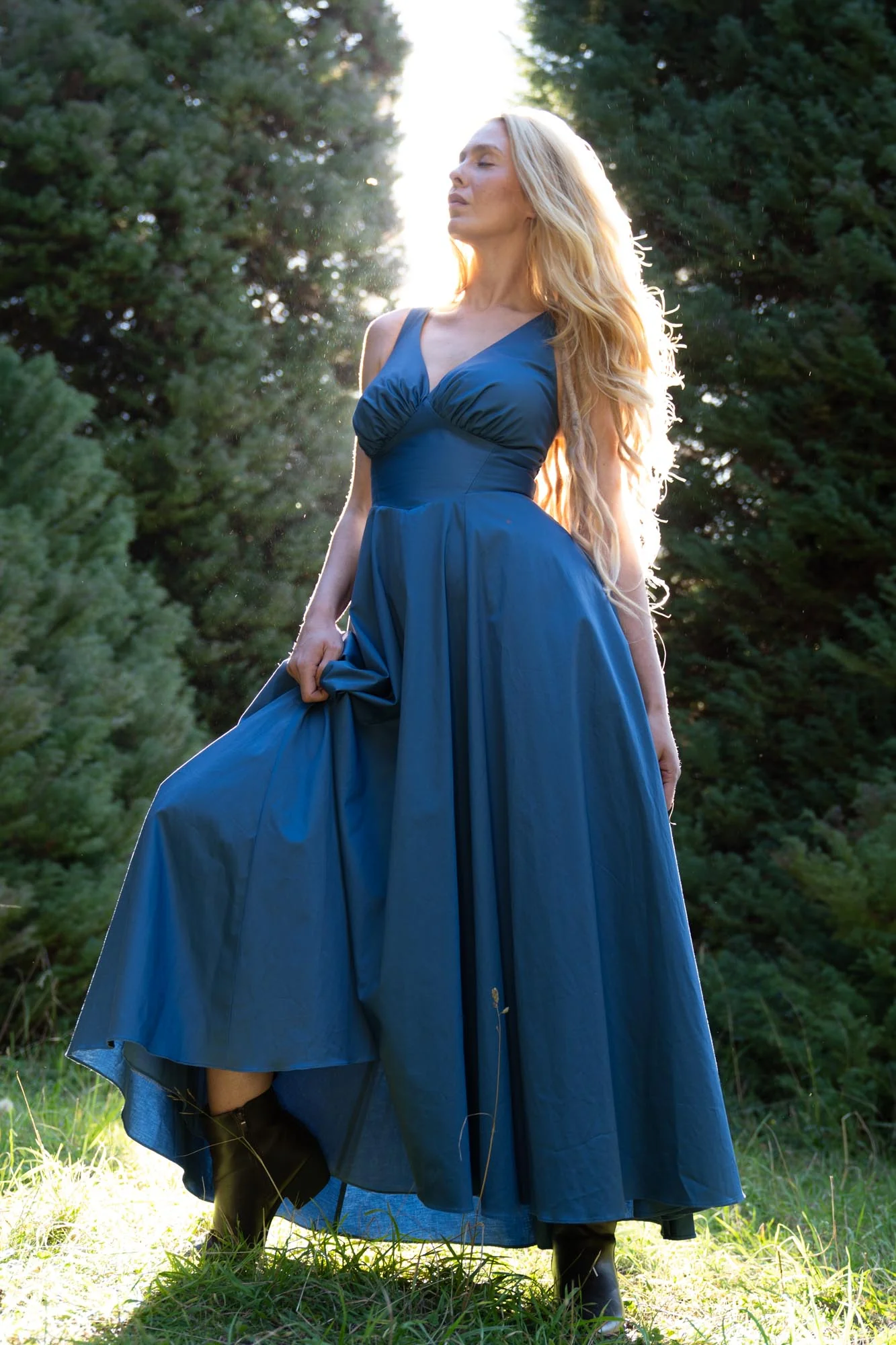 Estelle Steel Blue Dress - Image 15