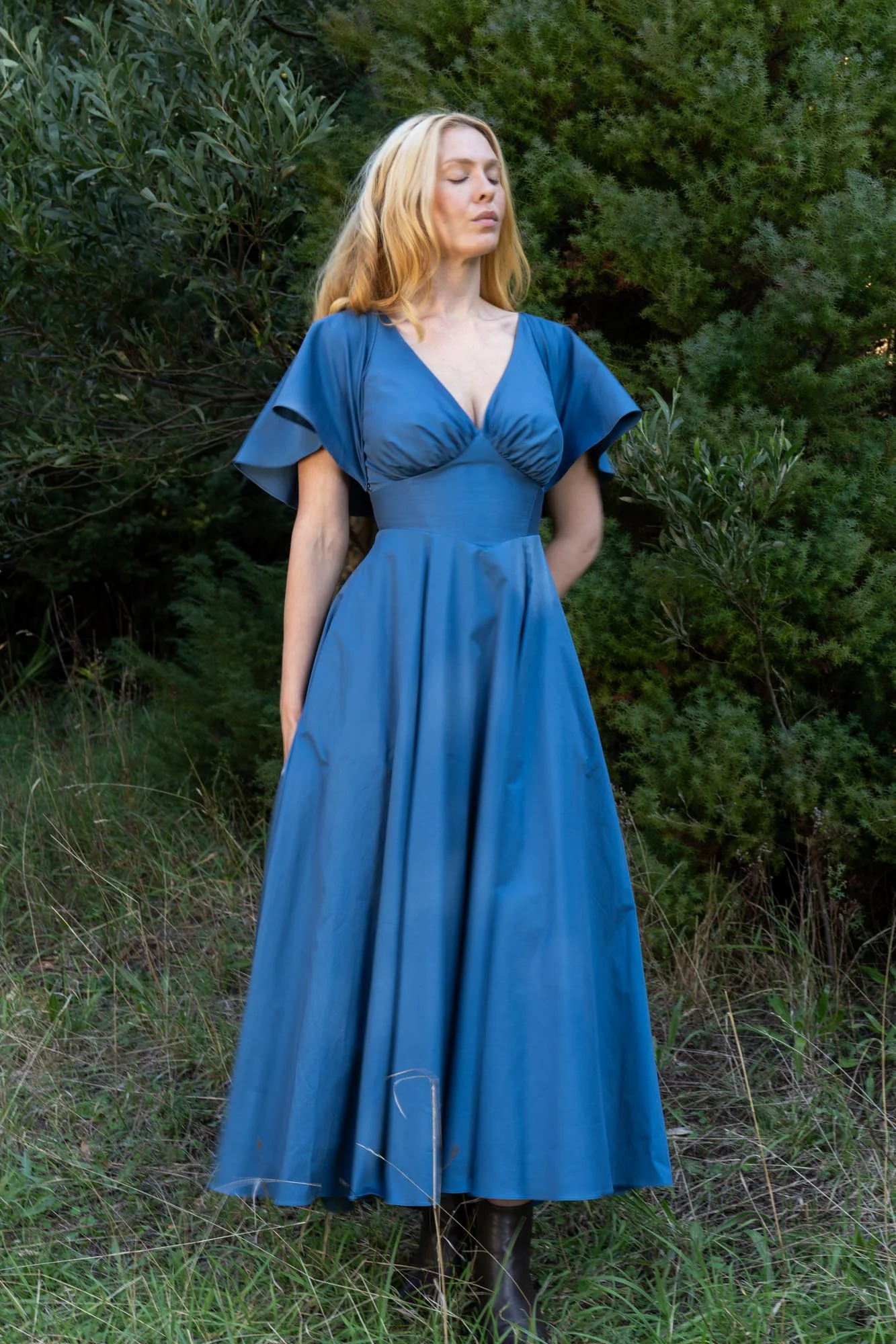 Estelle Steel Blue Dress - Image 3