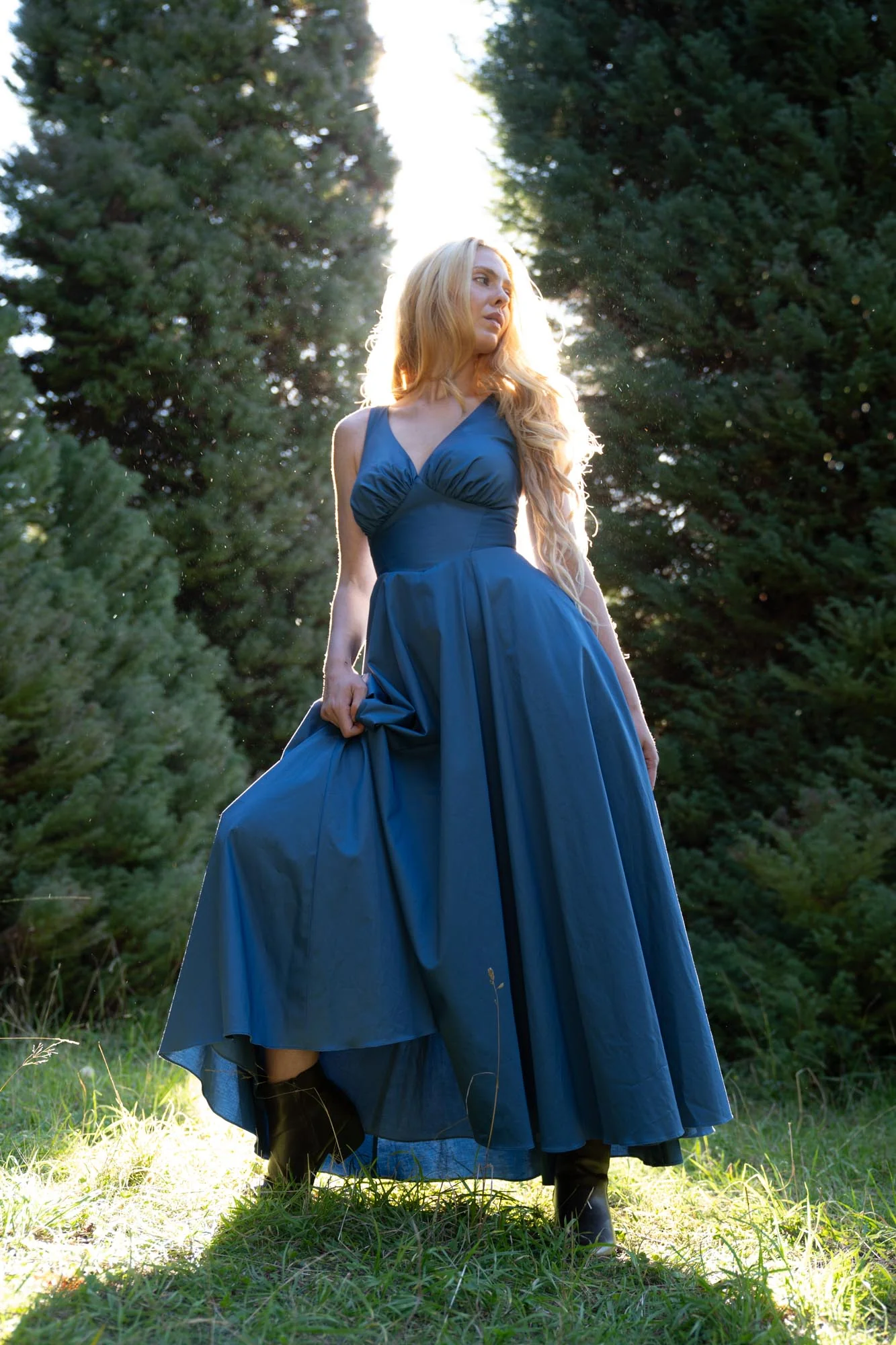 Estelle Steel Blue Dress - Image 5