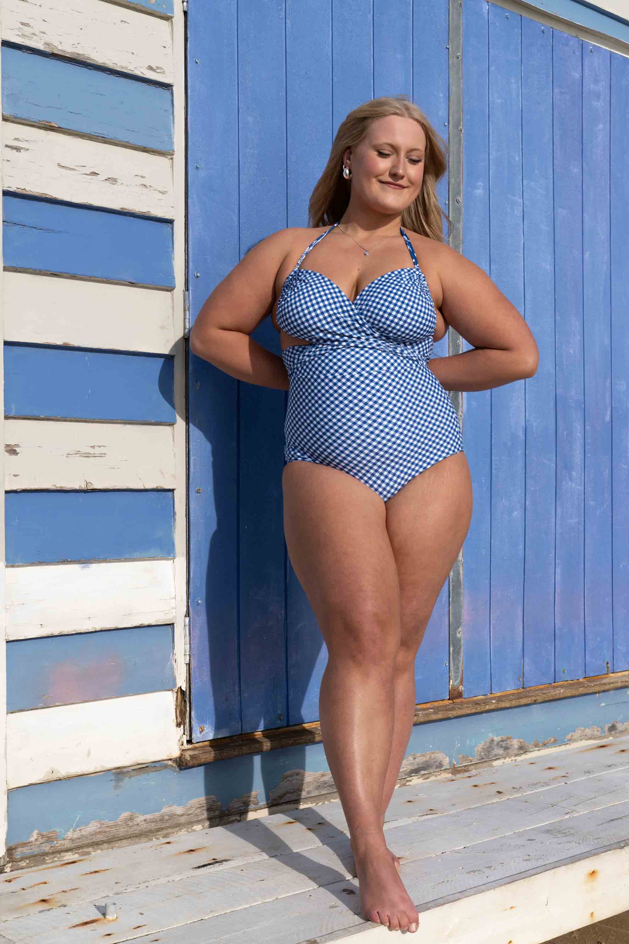 Eva Reversible Bikini Top - Blue Gingham / Chintz - Image 26