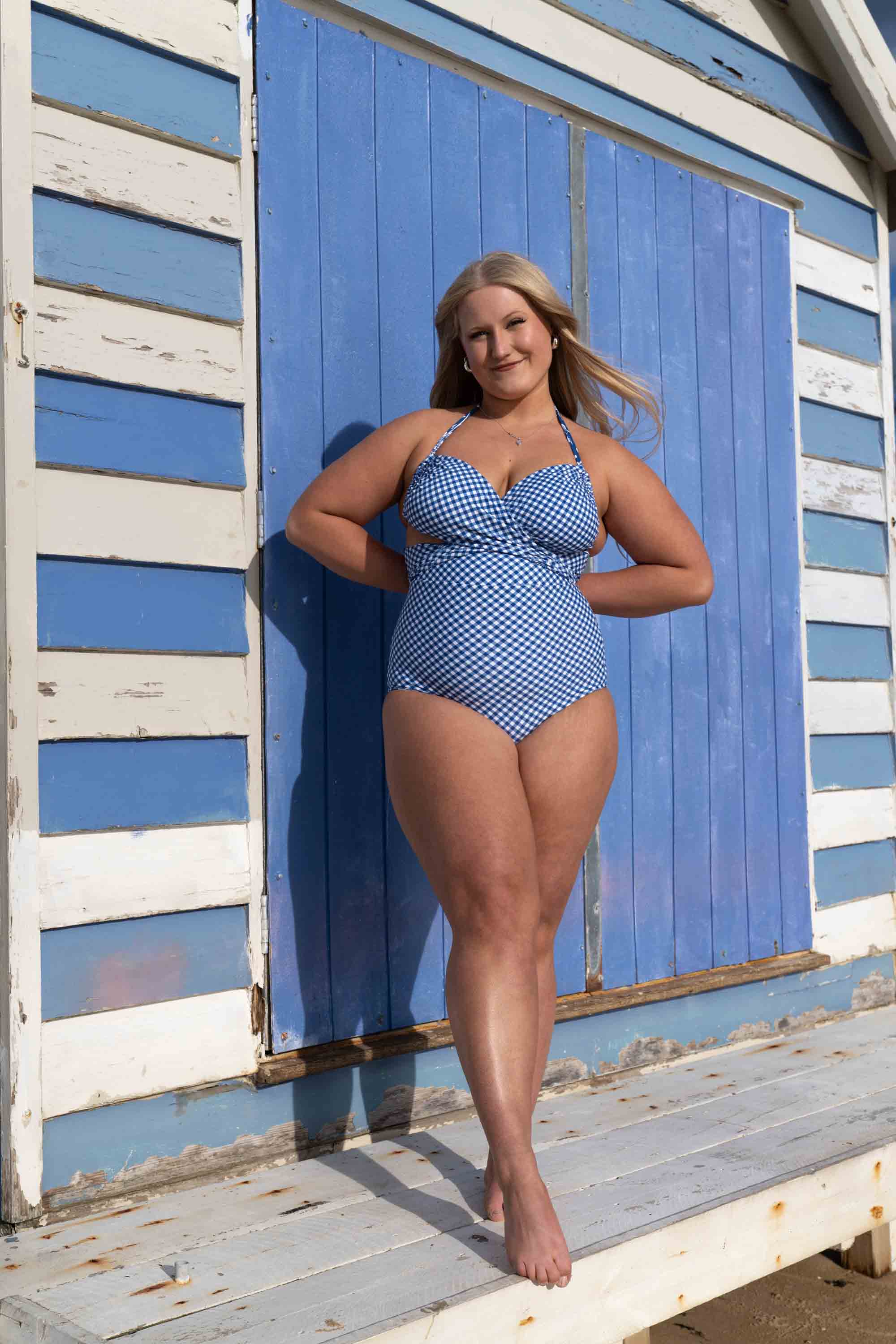 Eva Reversible Bikini Top - Blue Gingham / Chintz - Image 30