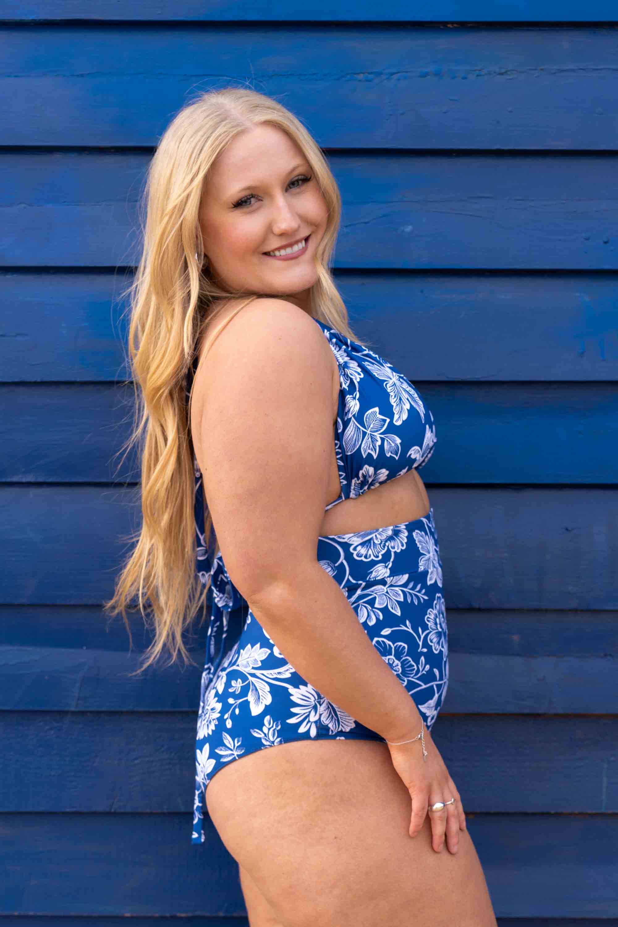 Eva Reversible Bikini Top - Blue Gingham / Chintz - Image 7