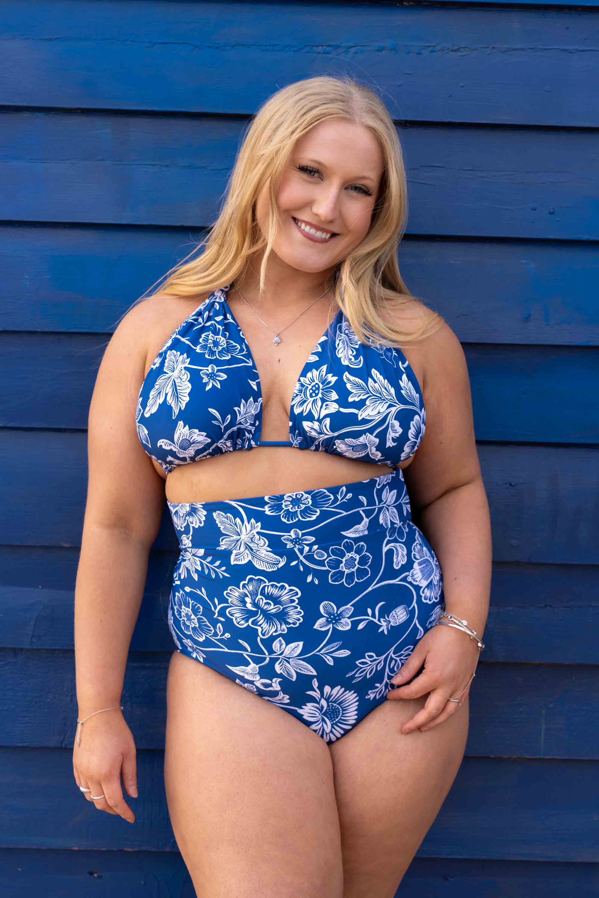 Eva Reversible Bikini Top - Blue Gingham / Chintz - Image 8