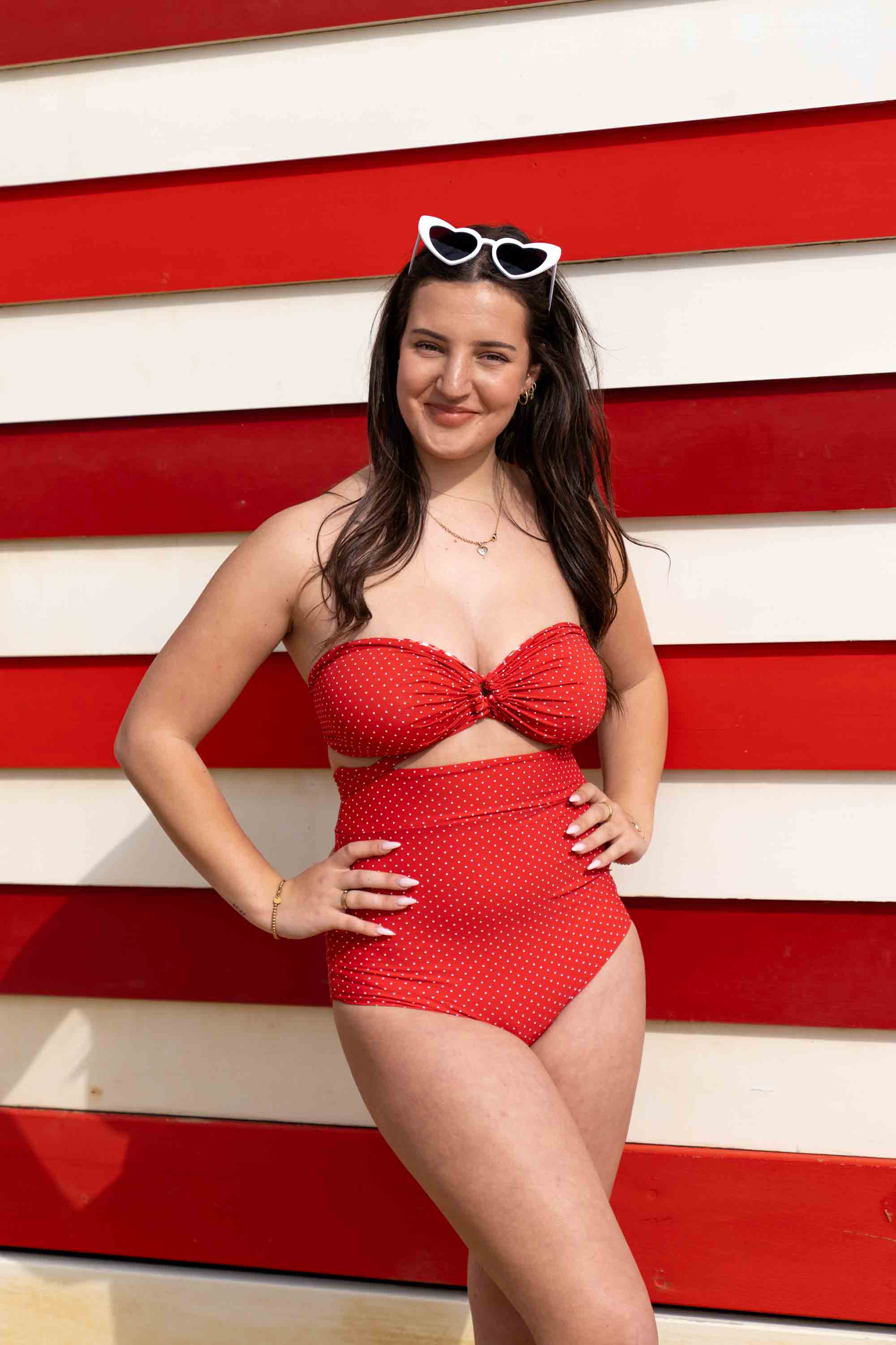 Eva Reversible Bikini Top - Red Polka Dot / Gingham - Image 14