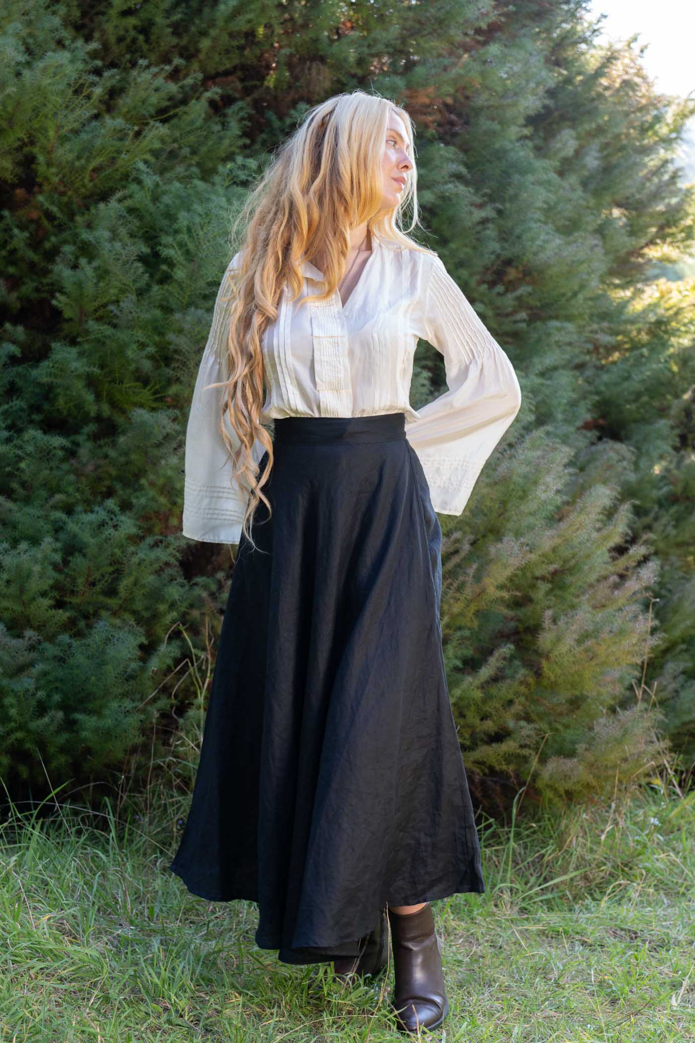 Grace Black Skirt - 100% Linen - Image 10