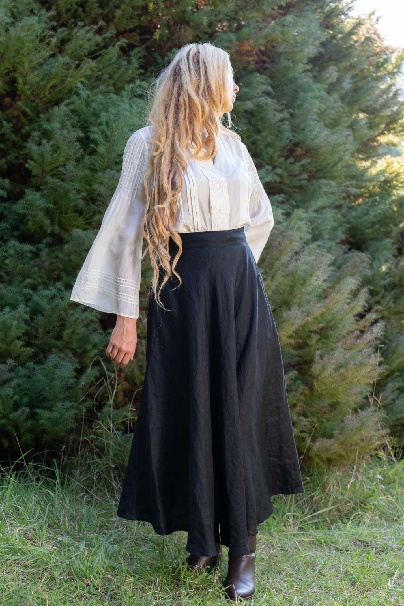 Grace Black Skirt - 100% Linen - Image 8