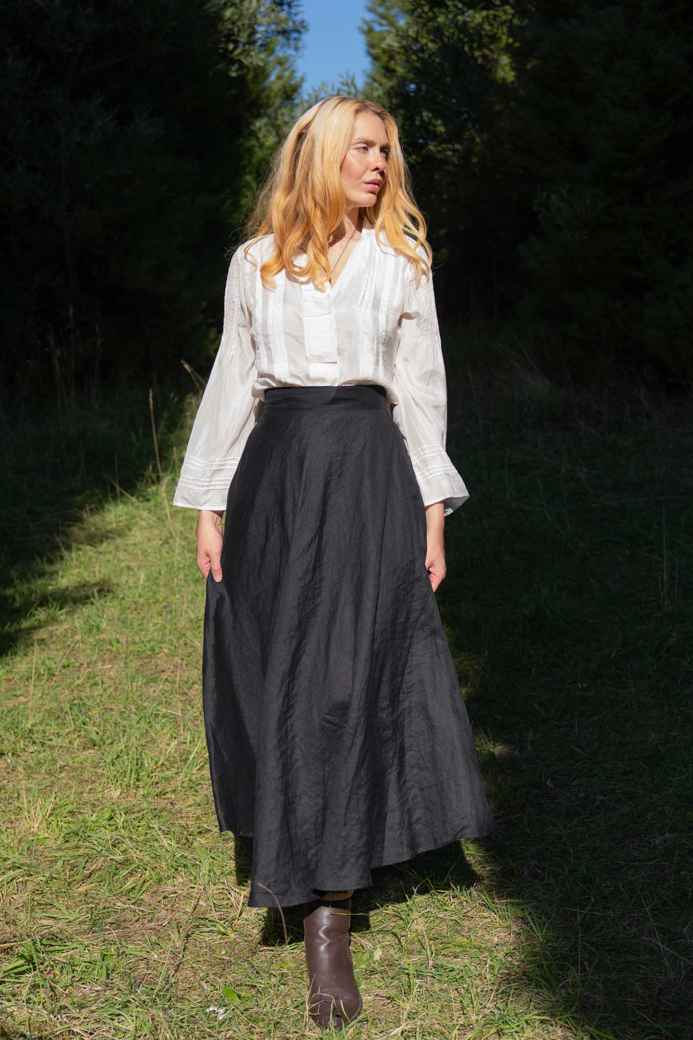 Grace Black Skirt - 100% Linen - Image 9