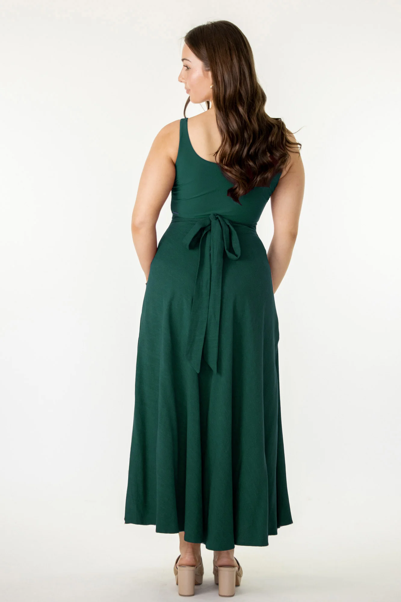 Grace Forest Green Skirt - 100% Linen - Image 3