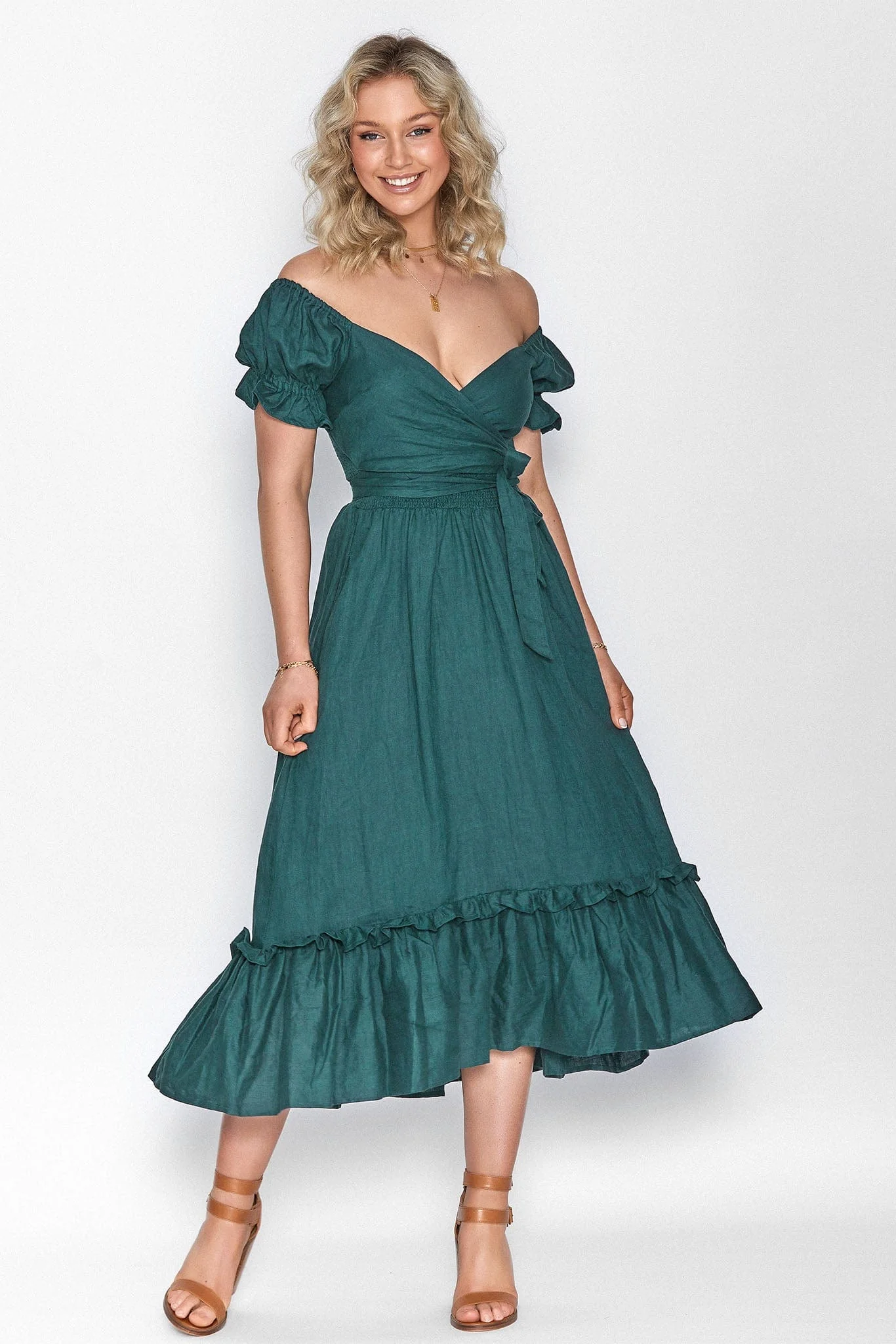 Marianne Emerald Green Wrap Dress - Tencel - Image 3
