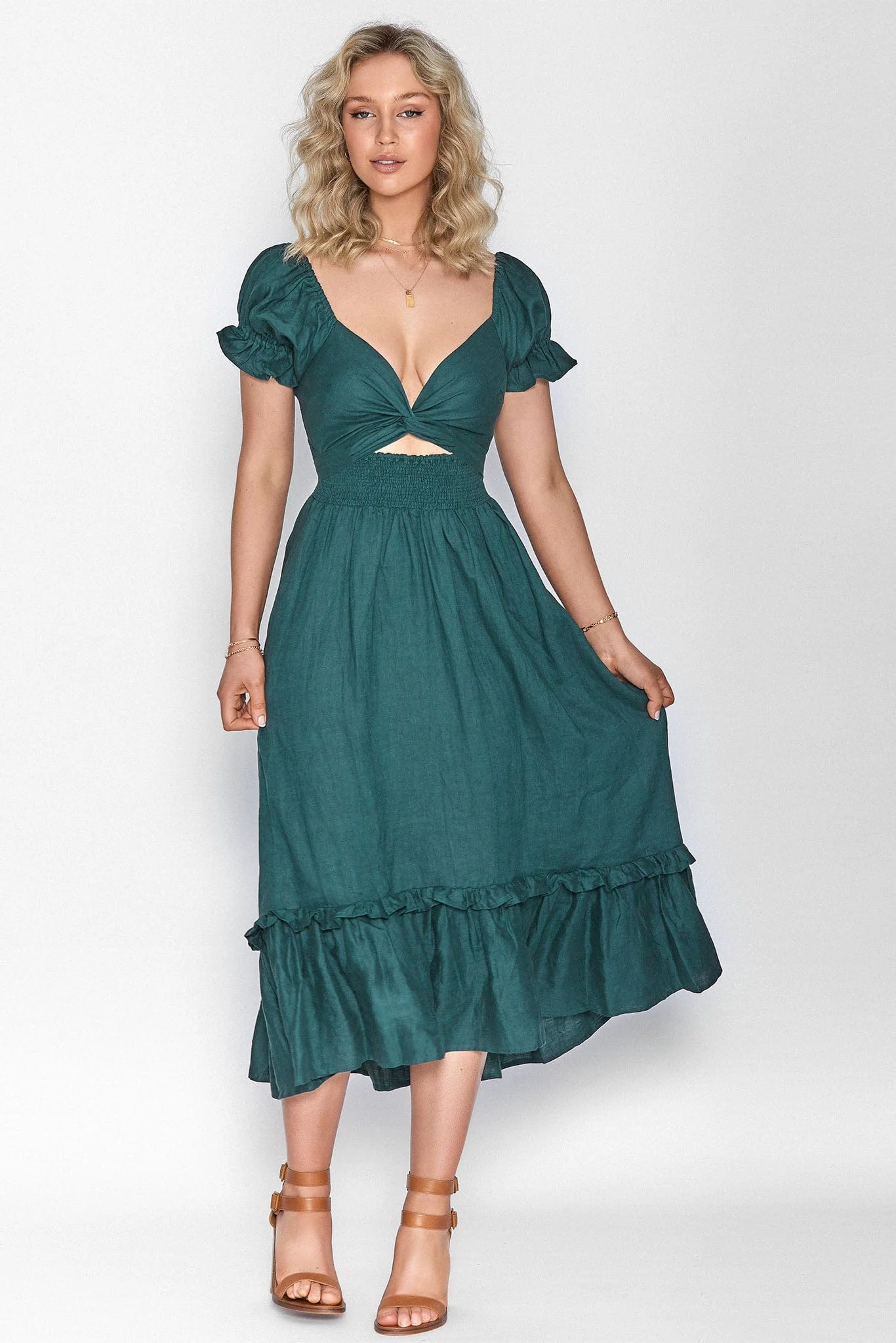 Marianne Emerald Green Wrap Dress - Tencel - Image 4