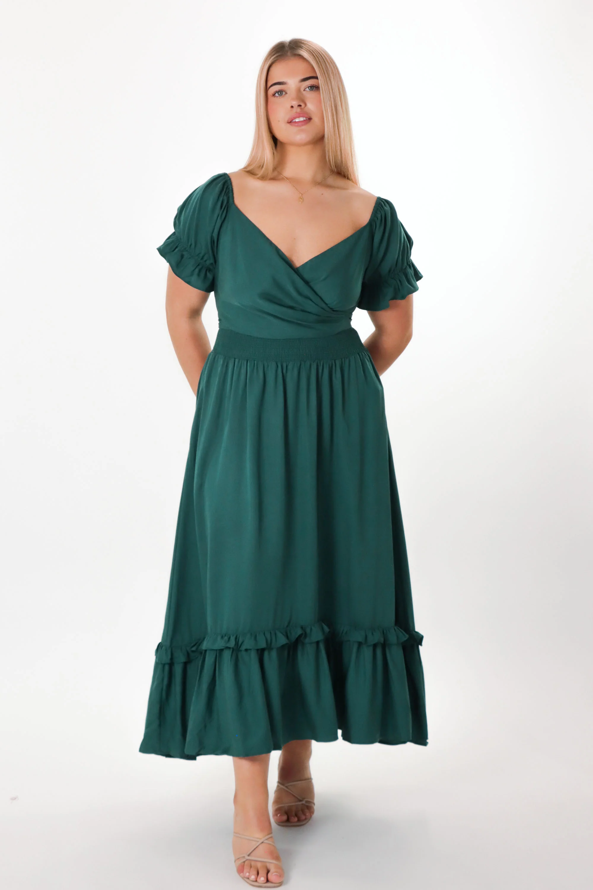 Marianne Emerald Green Wrap Dress - Tencel - Image 8