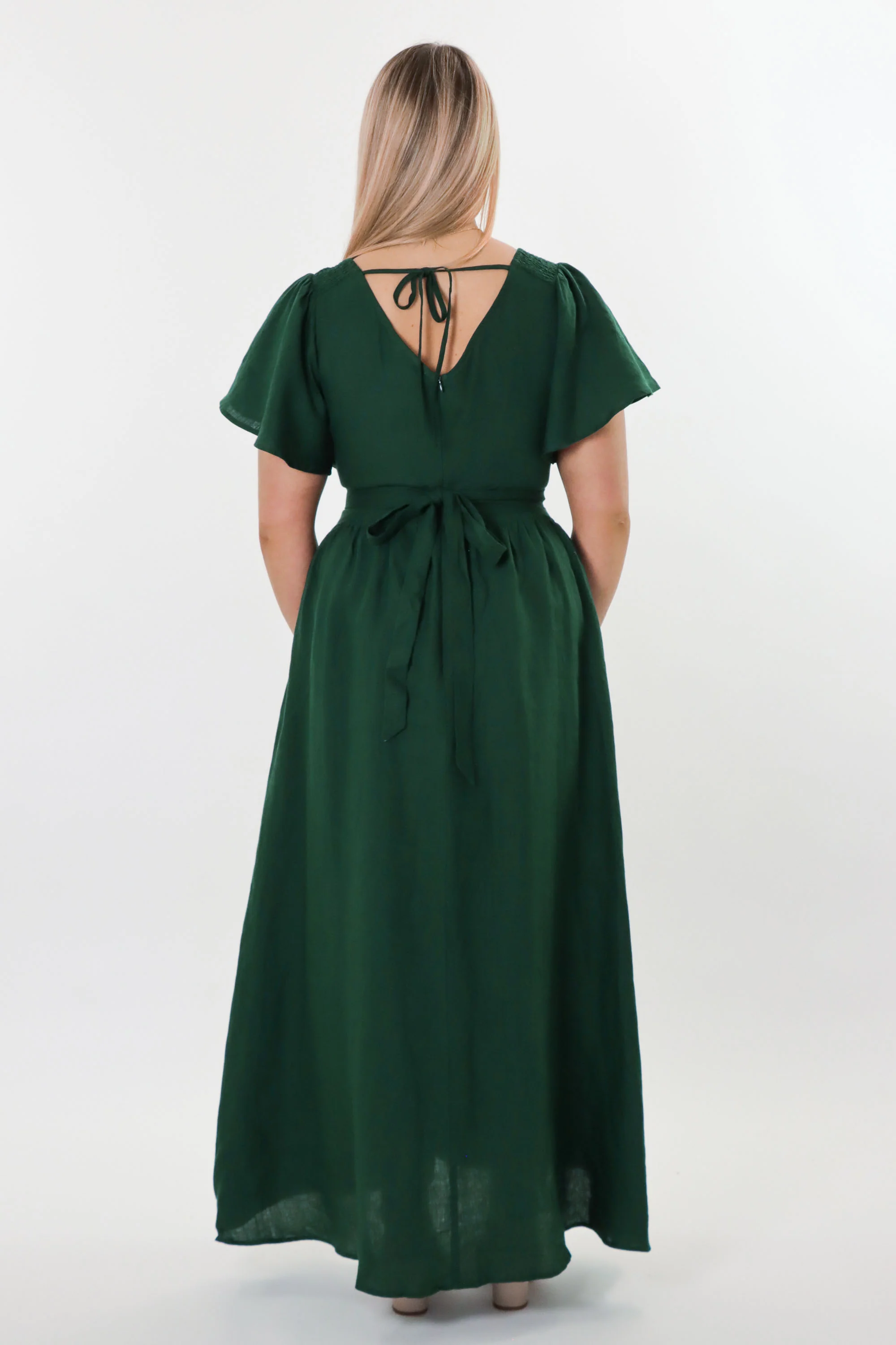 Phoebe Forest Green Dress - 100% Linen - Image 11