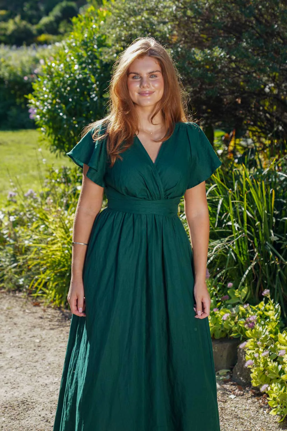 Phoebe Forest Green Dress - 100% Linen - Image 15