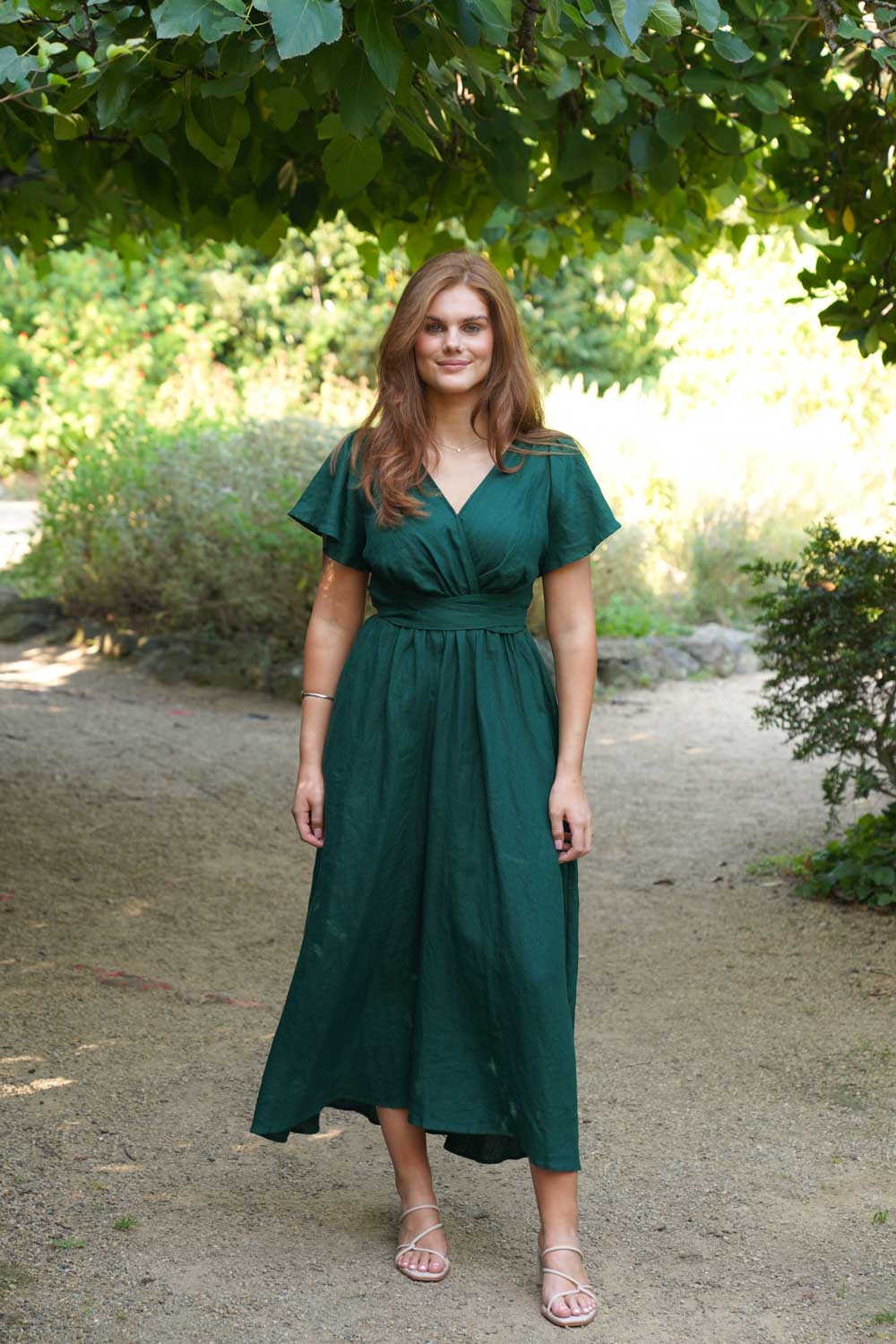 Phoebe Forest Green Dress - 100% Linen - Image 17