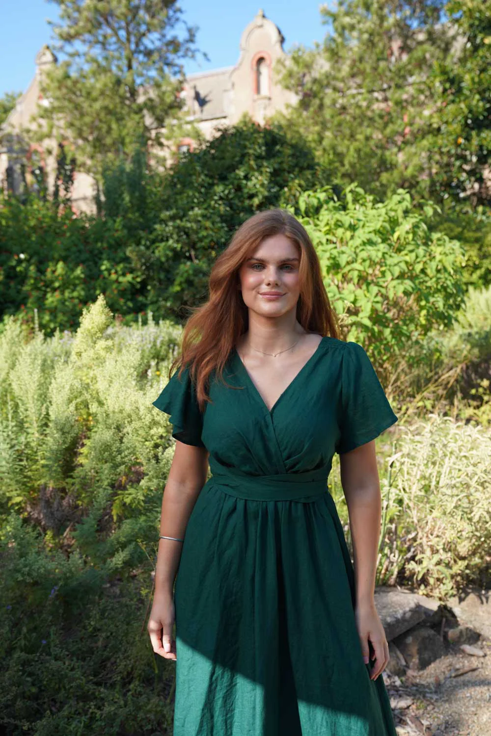 Phoebe Forest Green Dress - 100% Linen - Image 3