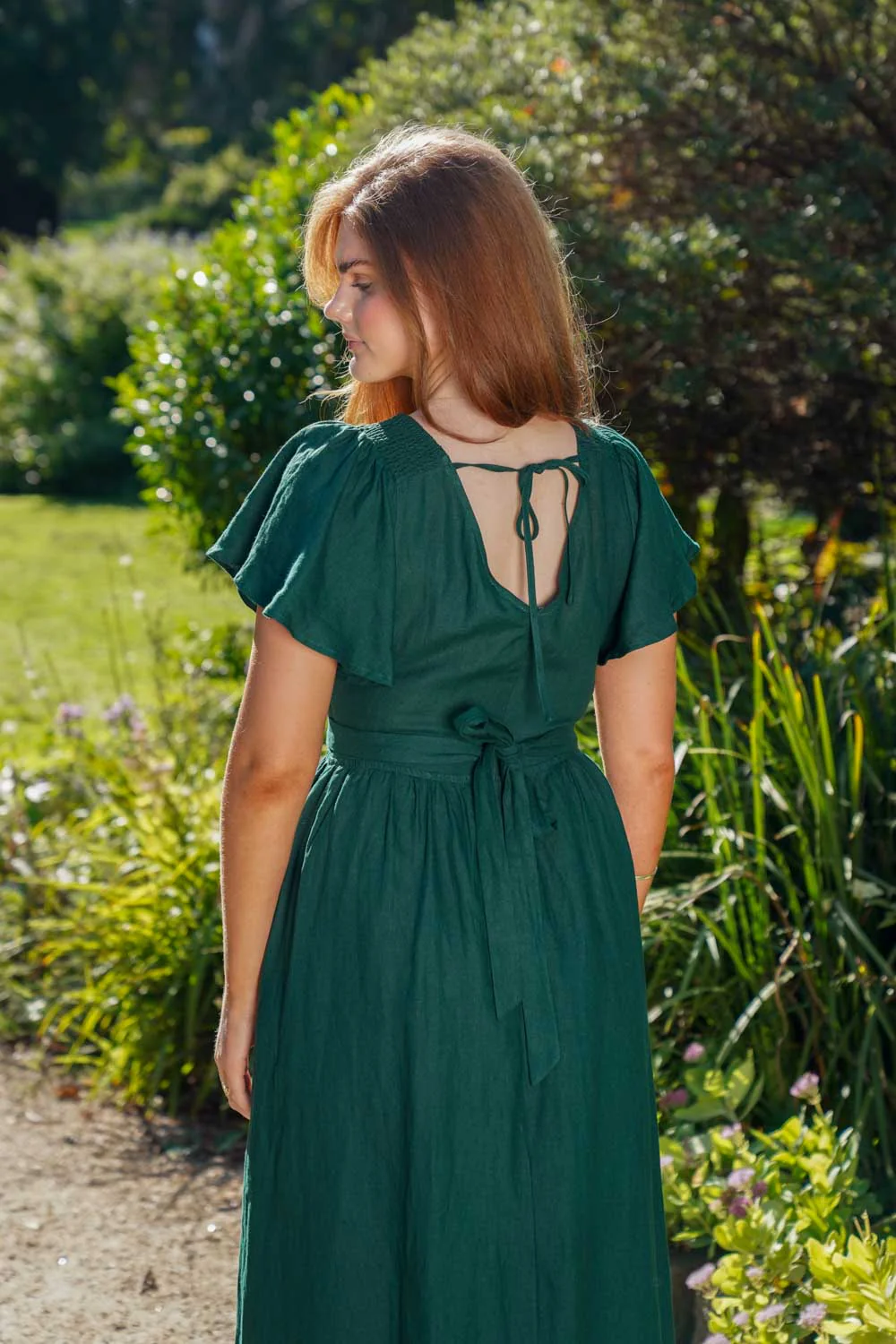 Phoebe Forest Green Dress - 100% Linen - Image 4