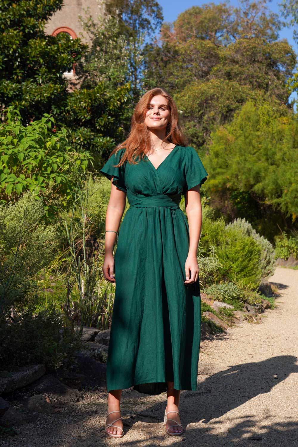 Phoebe Forest Green Dress - 100% Linen - Image 5