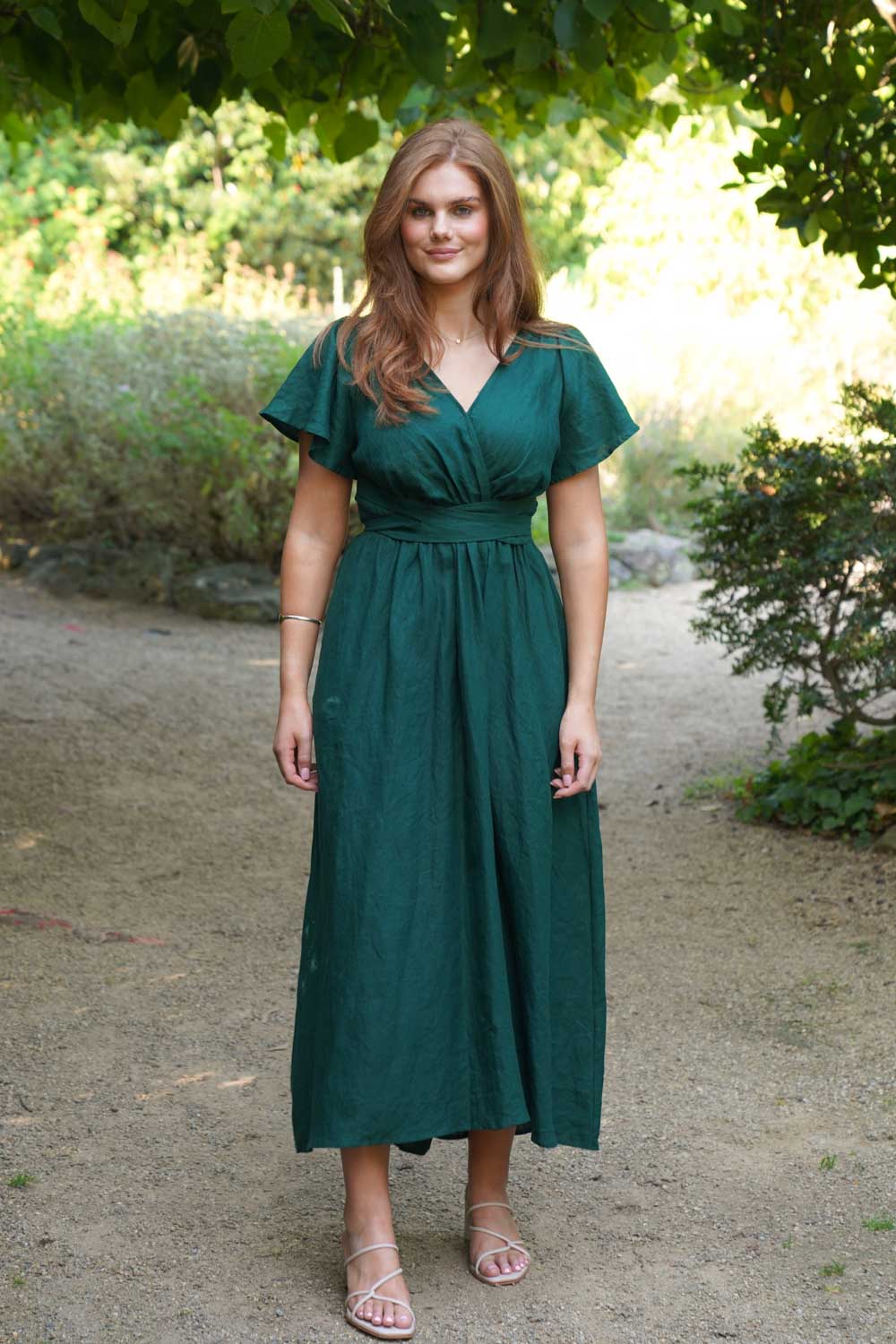 Phoebe Forest Green Dress - 100% Linen - Image 8