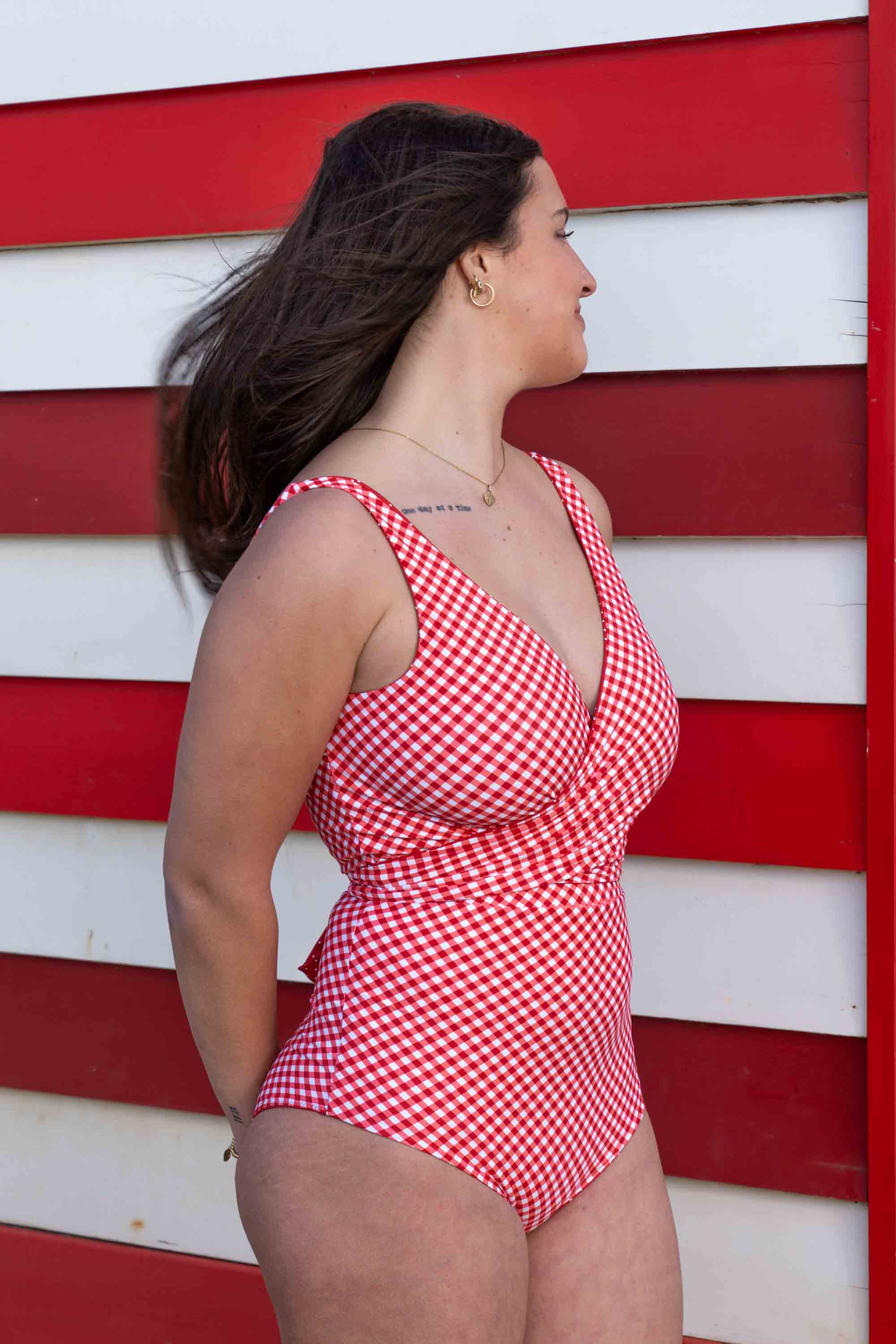 Lola Reversible Bikini Top - Red Polka Dot / Gingham - Image 24